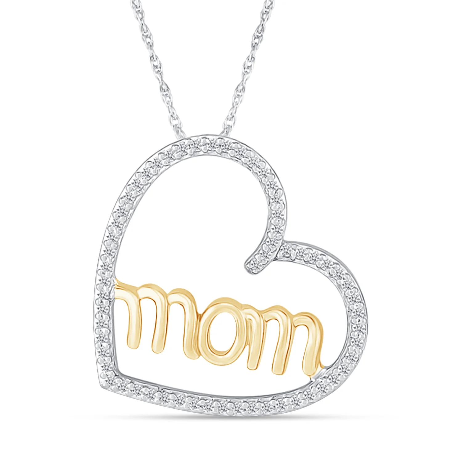10K Gold Diamond Heart Mom Necklace - Image 2