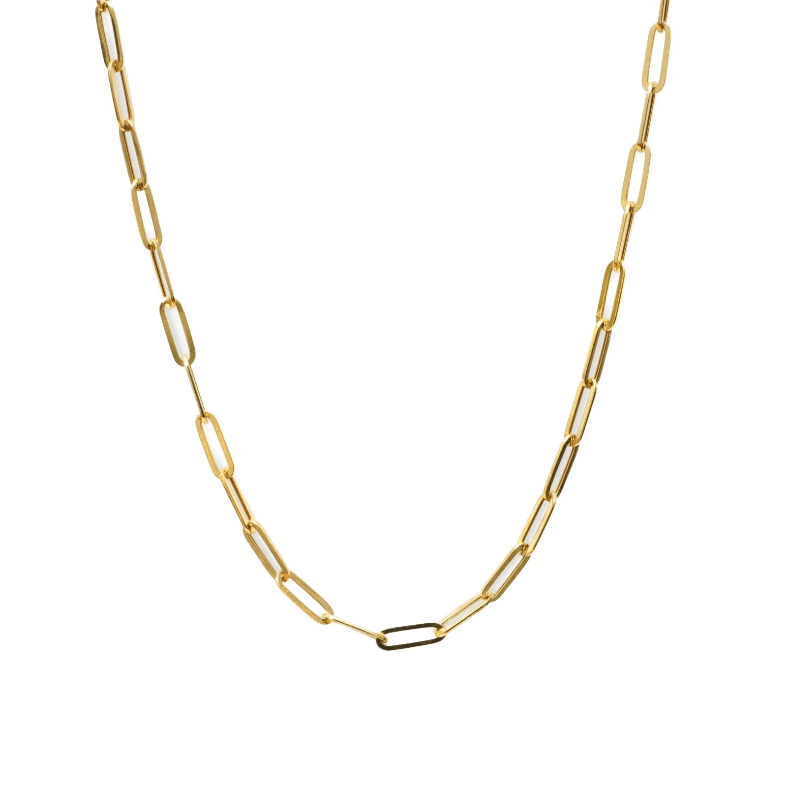 Yellow Gold Classic Paperclip Chain Necklace