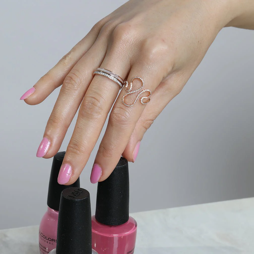 Diamond Wave Ring in Solid 14k Rose Gold - Image 4