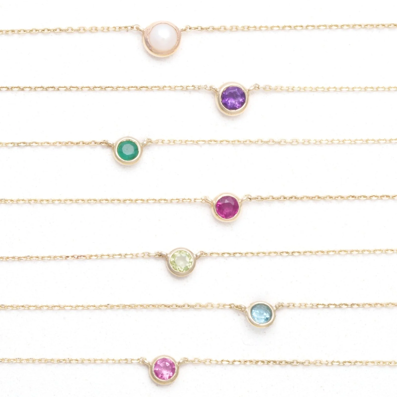 Yellow Gold Amethyst Bezel Station Necklace - Image 7