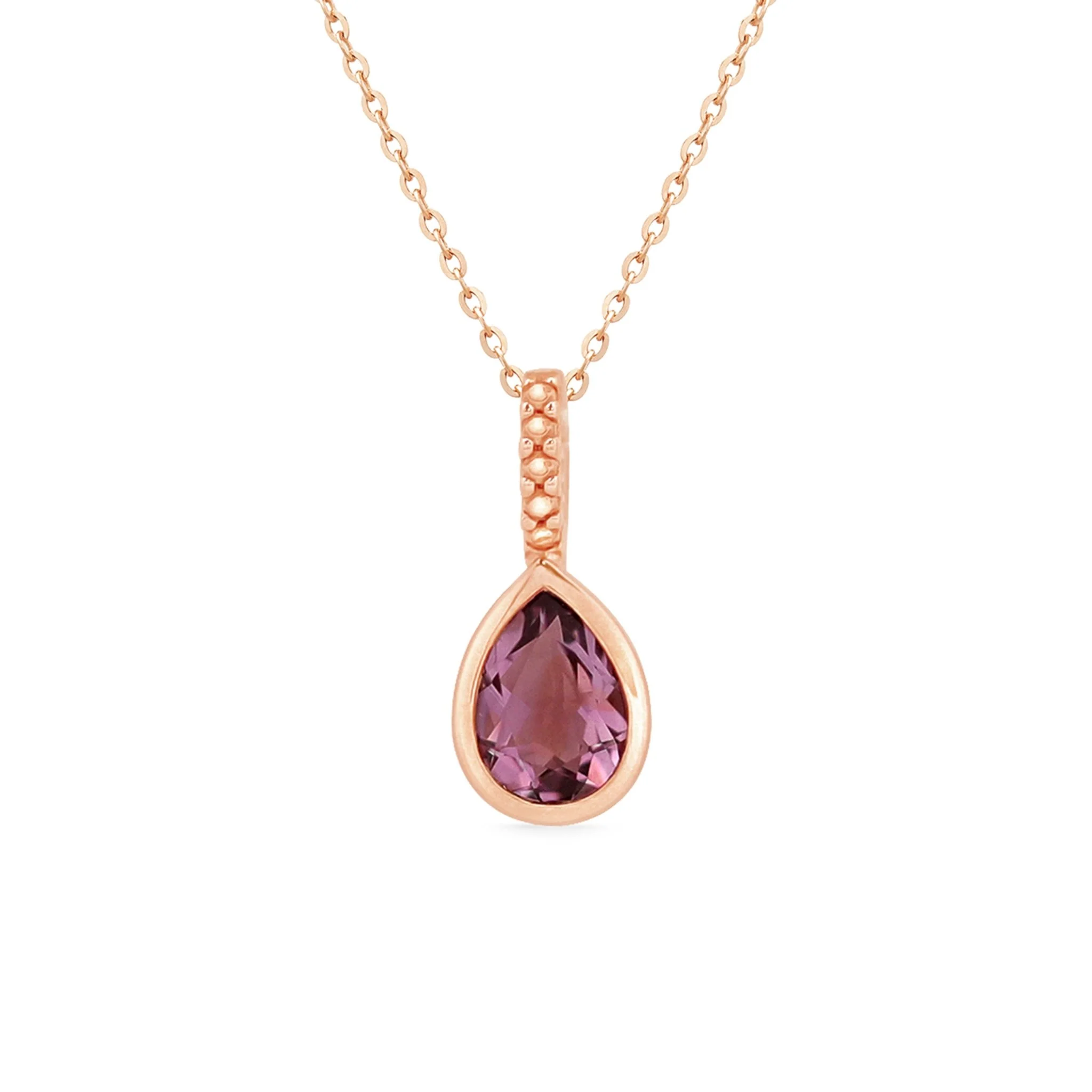 Rose Gold Amethyst Teardrop Pendant Necklace