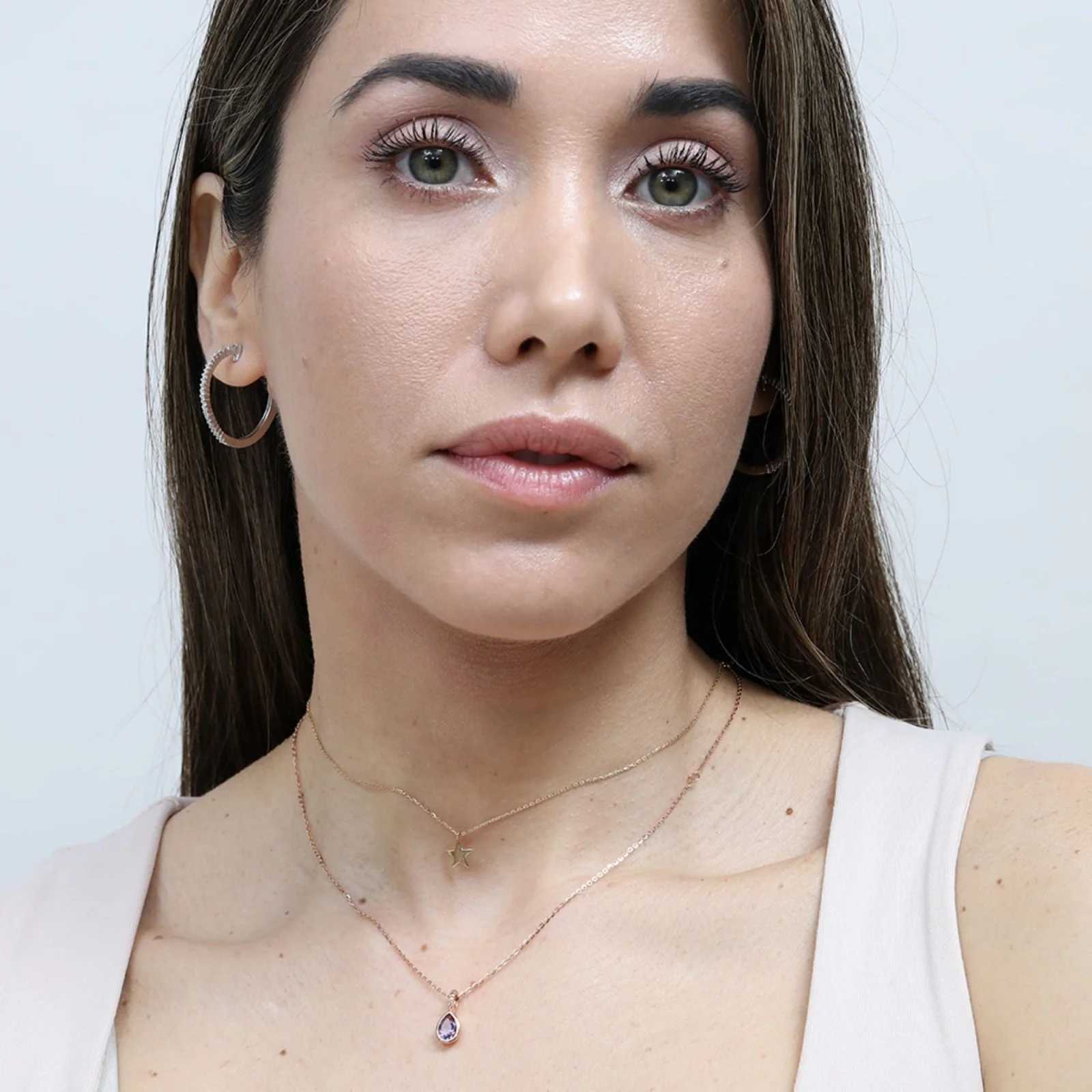 Rose Gold Amethyst Teardrop Pendant Necklace - Image 4