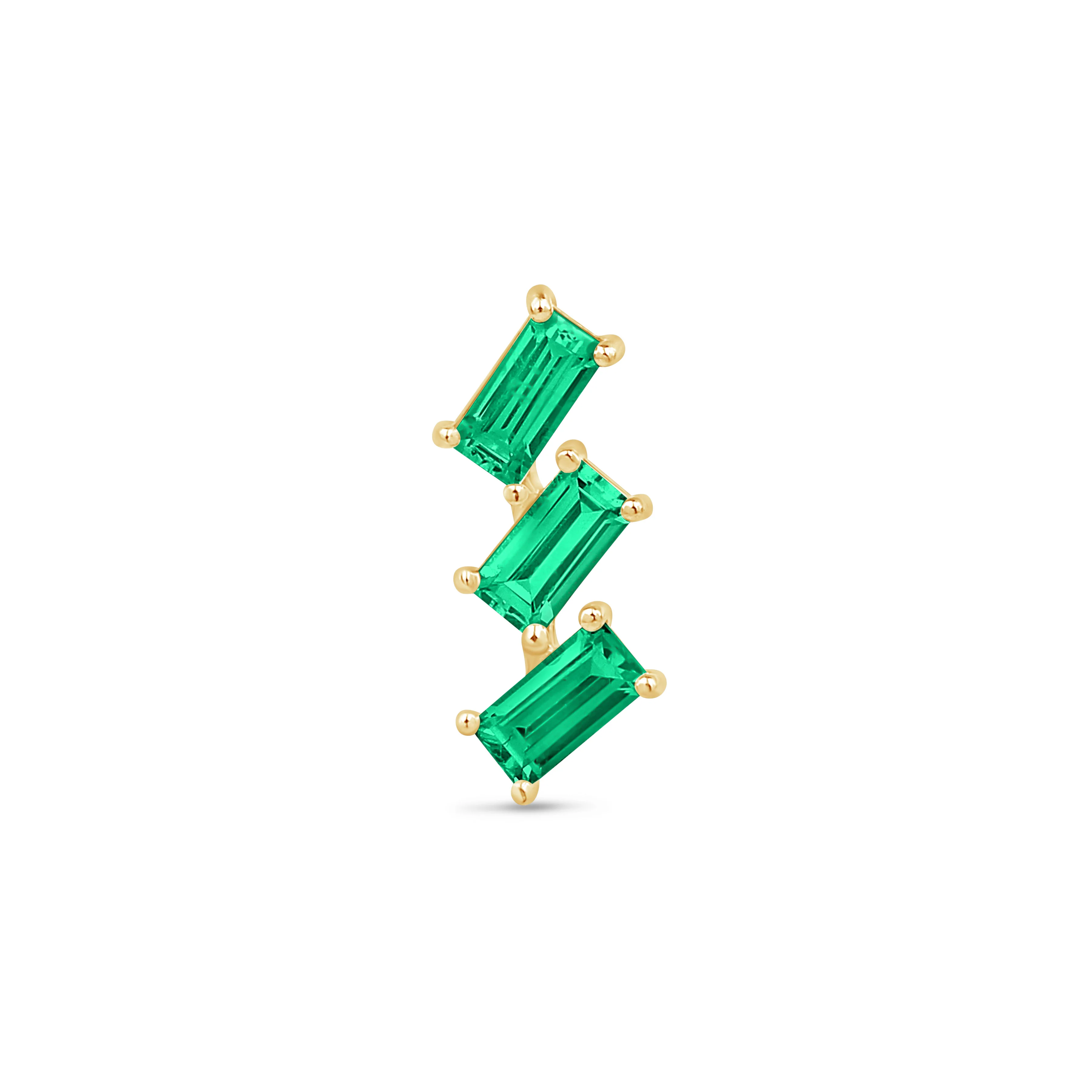 Yellow Gold Cascade Emerald Flat Back Earring