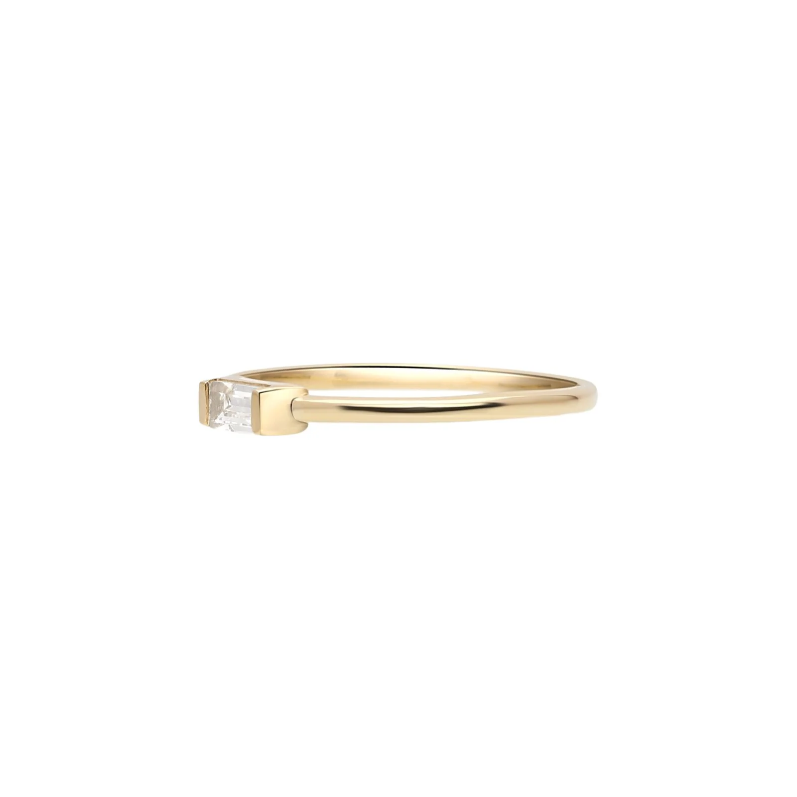 Stacking Ring With Gemstone Baguette in Solid 14k Yellow Gold - Image 3