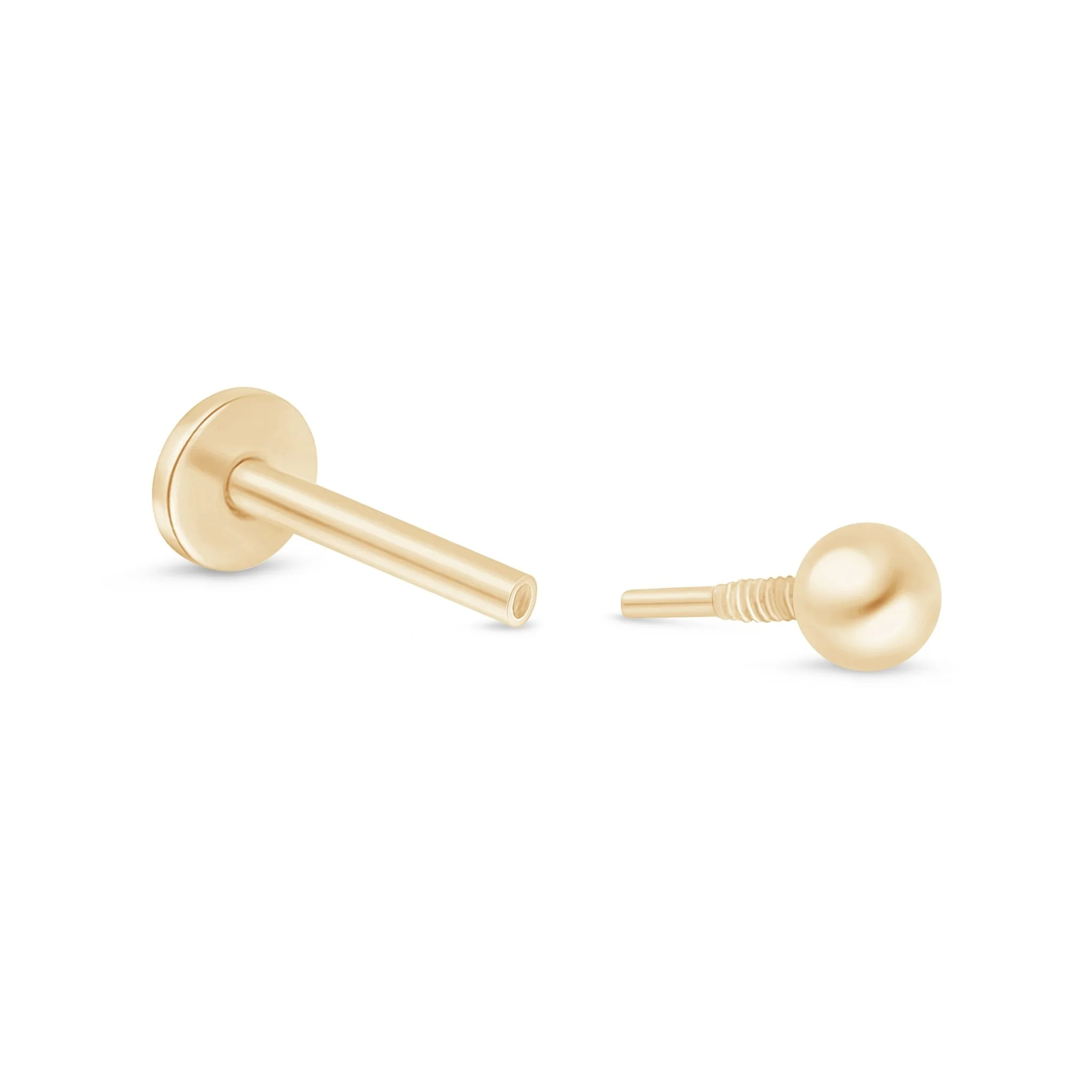 Yellow Gold Ball Flat Back Threaded Stud Earring - Image 18