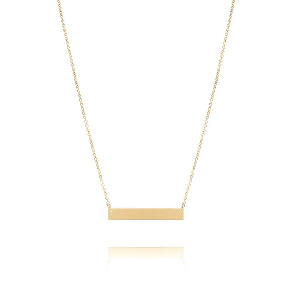 Yellow Gold Bar Monogram Nameplate Necklace