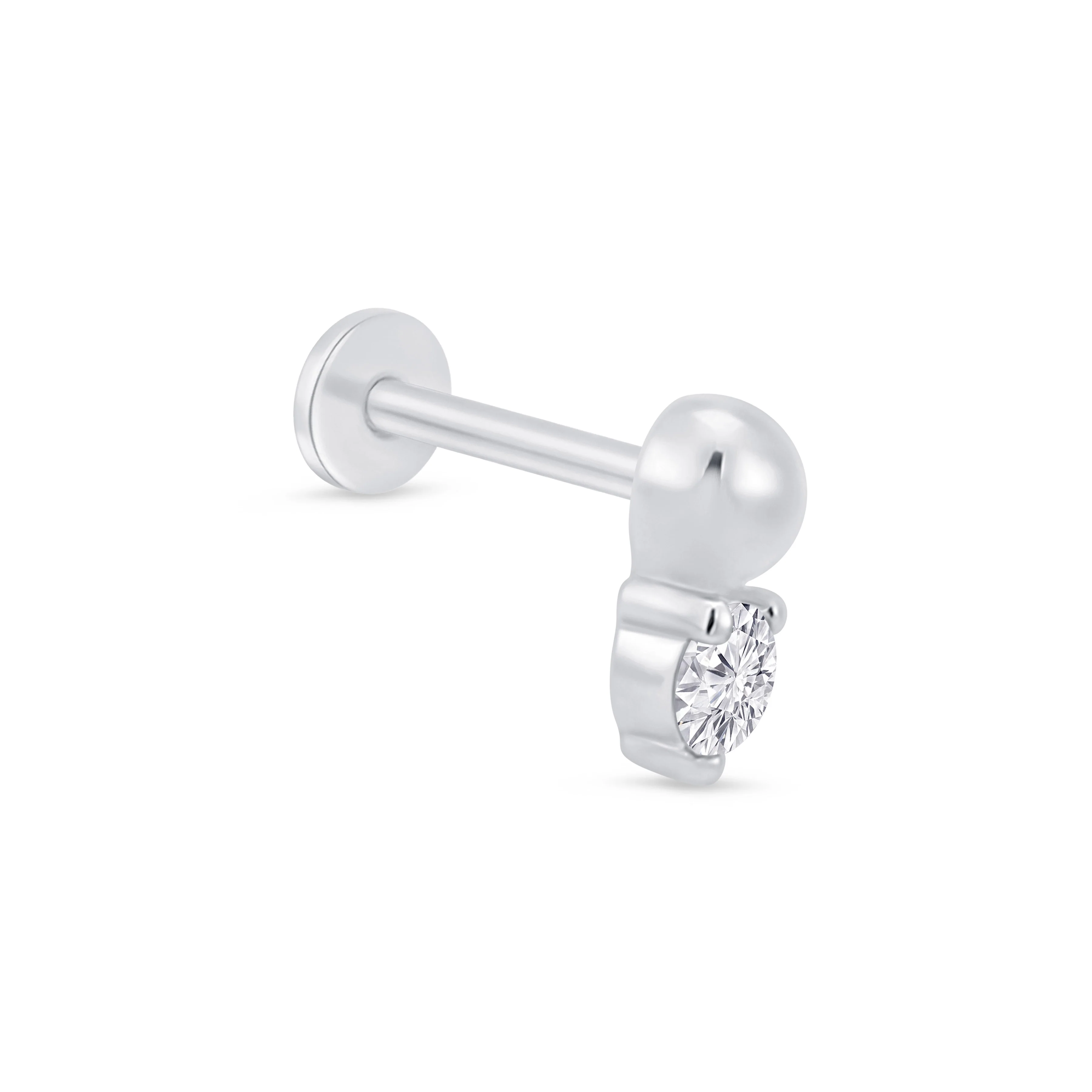 White Gold Beaded Drop Flat Back Stone Earring - Image 8