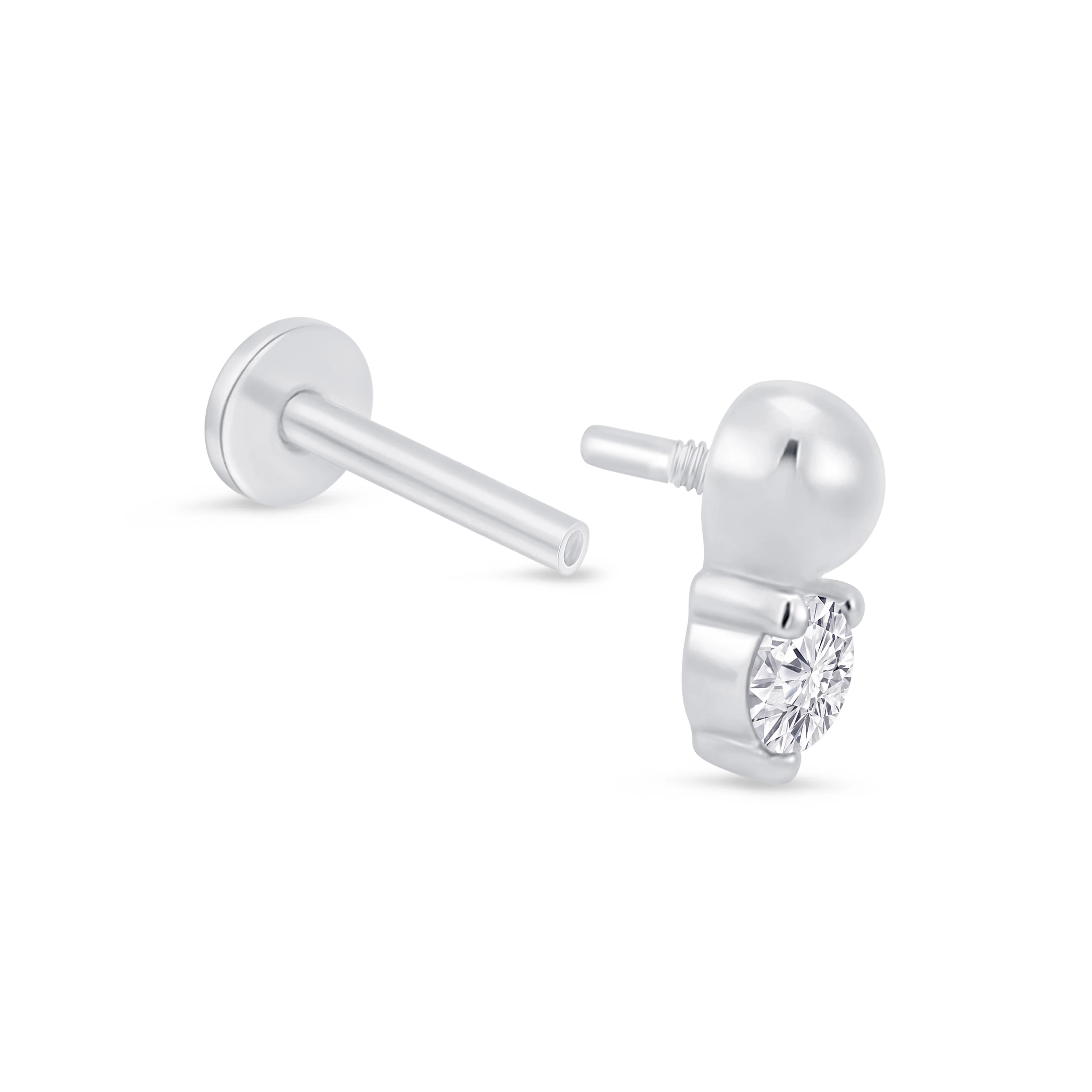 White Gold Beaded Drop Flat Back Stone Earring - Image 9