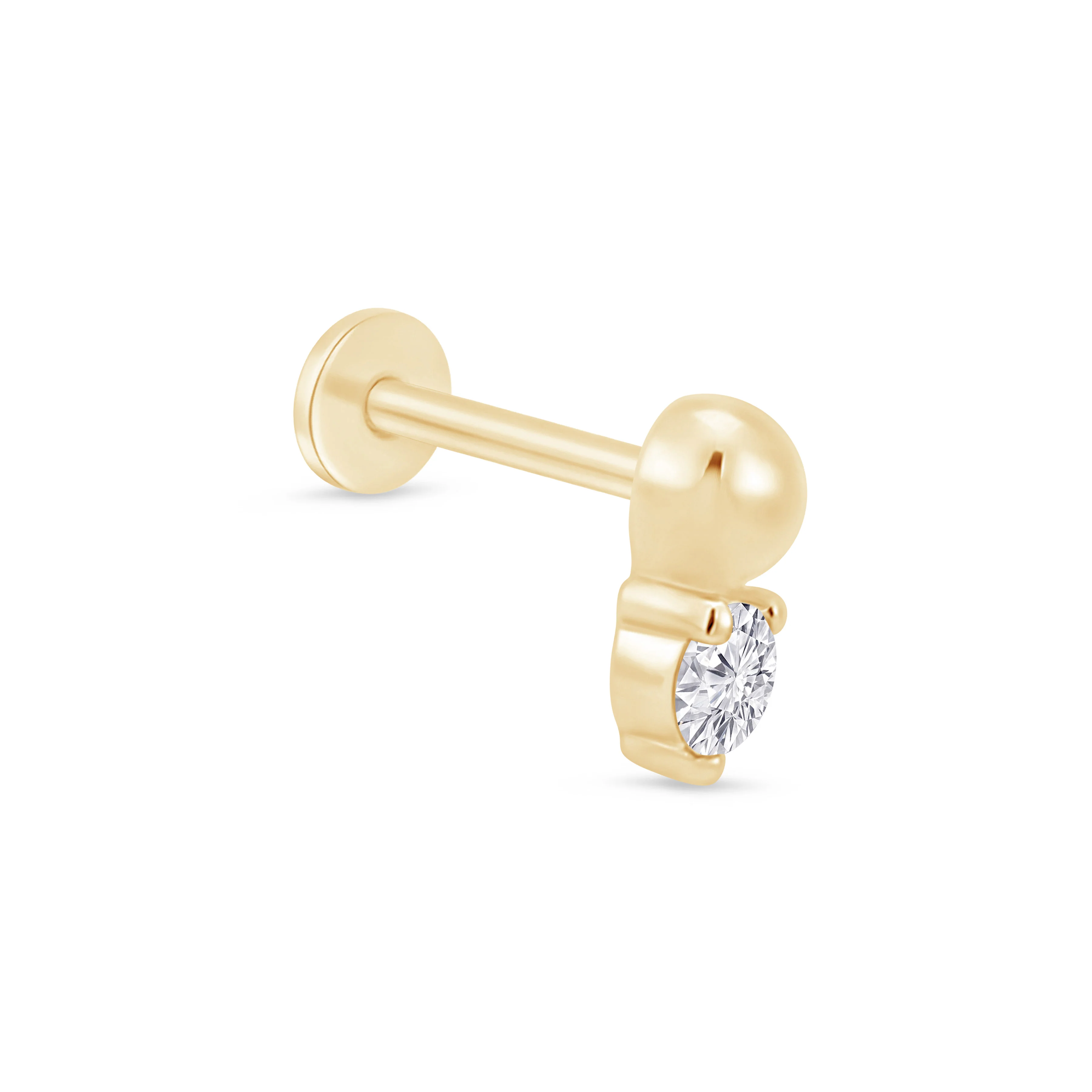 Yellow Gold Beaded Drop Flat Back Stone Earring - Image 12