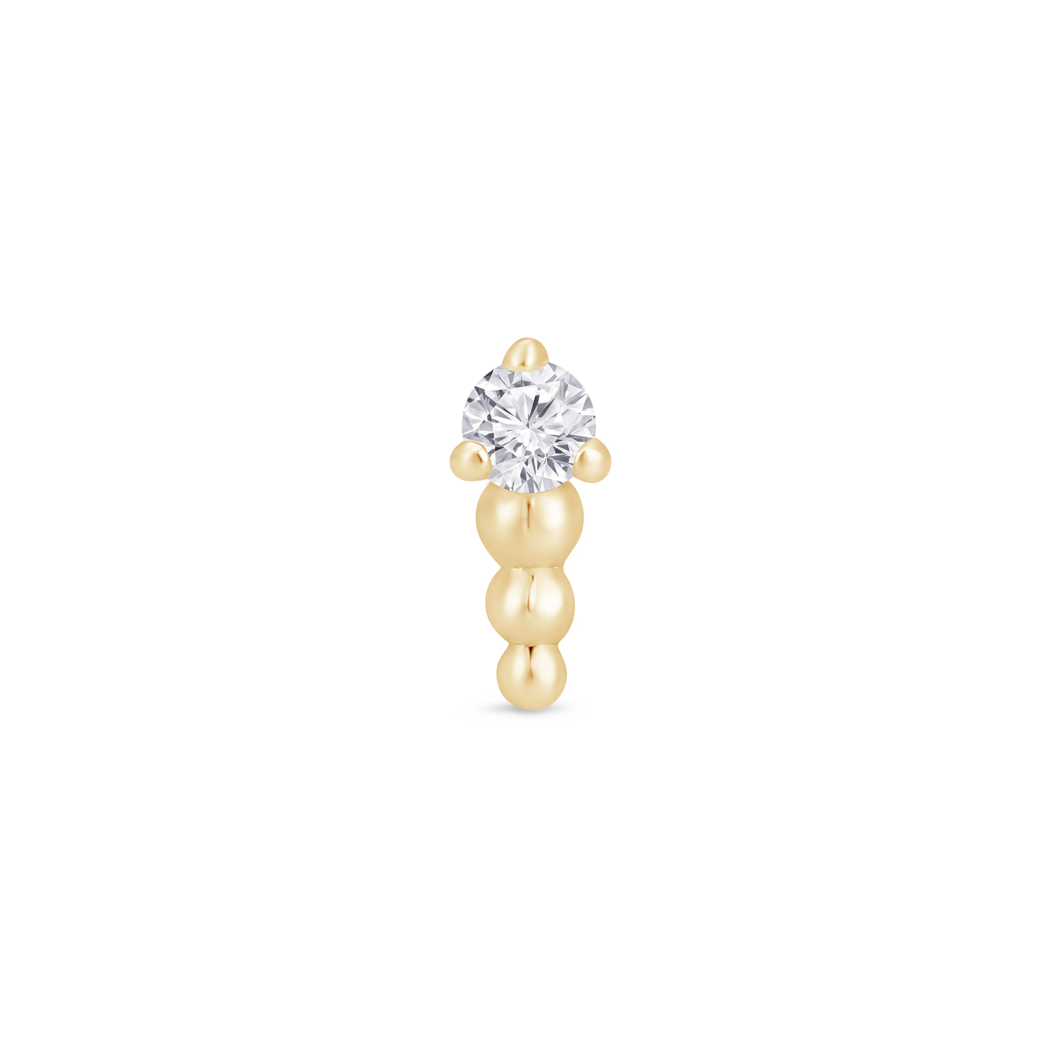 Yellow Gold Beaded Stone Flat Back Earring