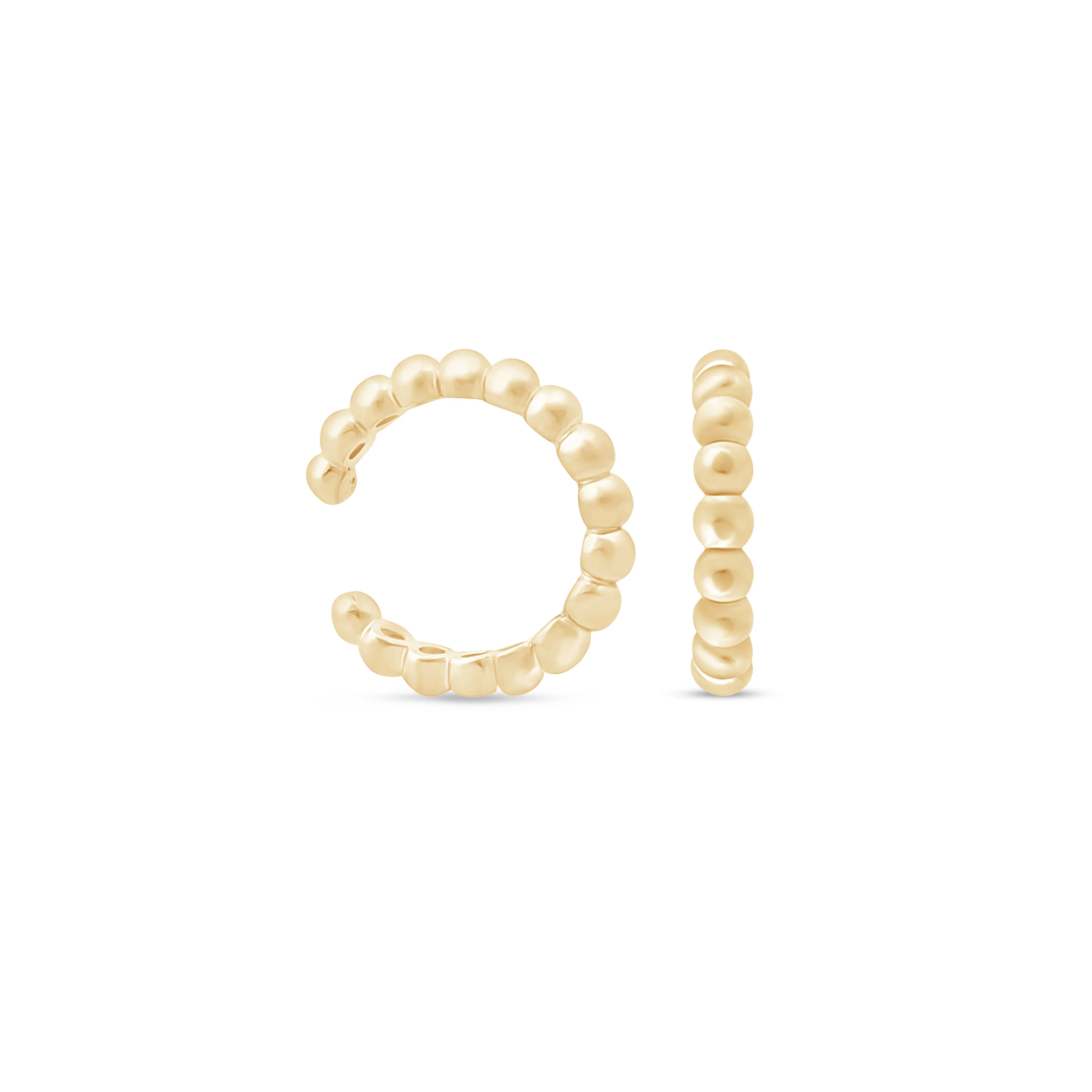 Yellow Gold Open Beaded Cuff Hoop - Image 13