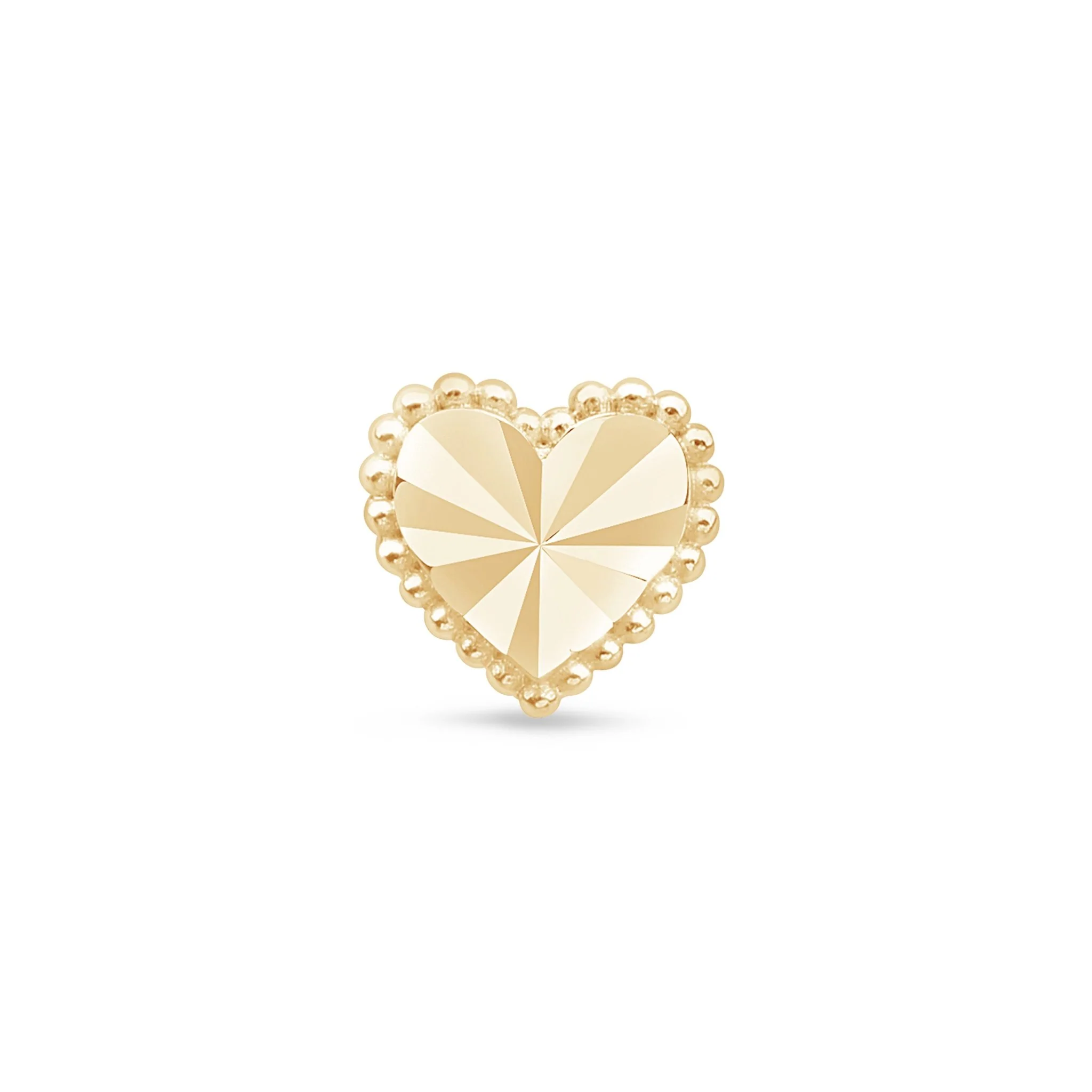 Yellow Gold Diamond Cut Heart Flat Back Earring