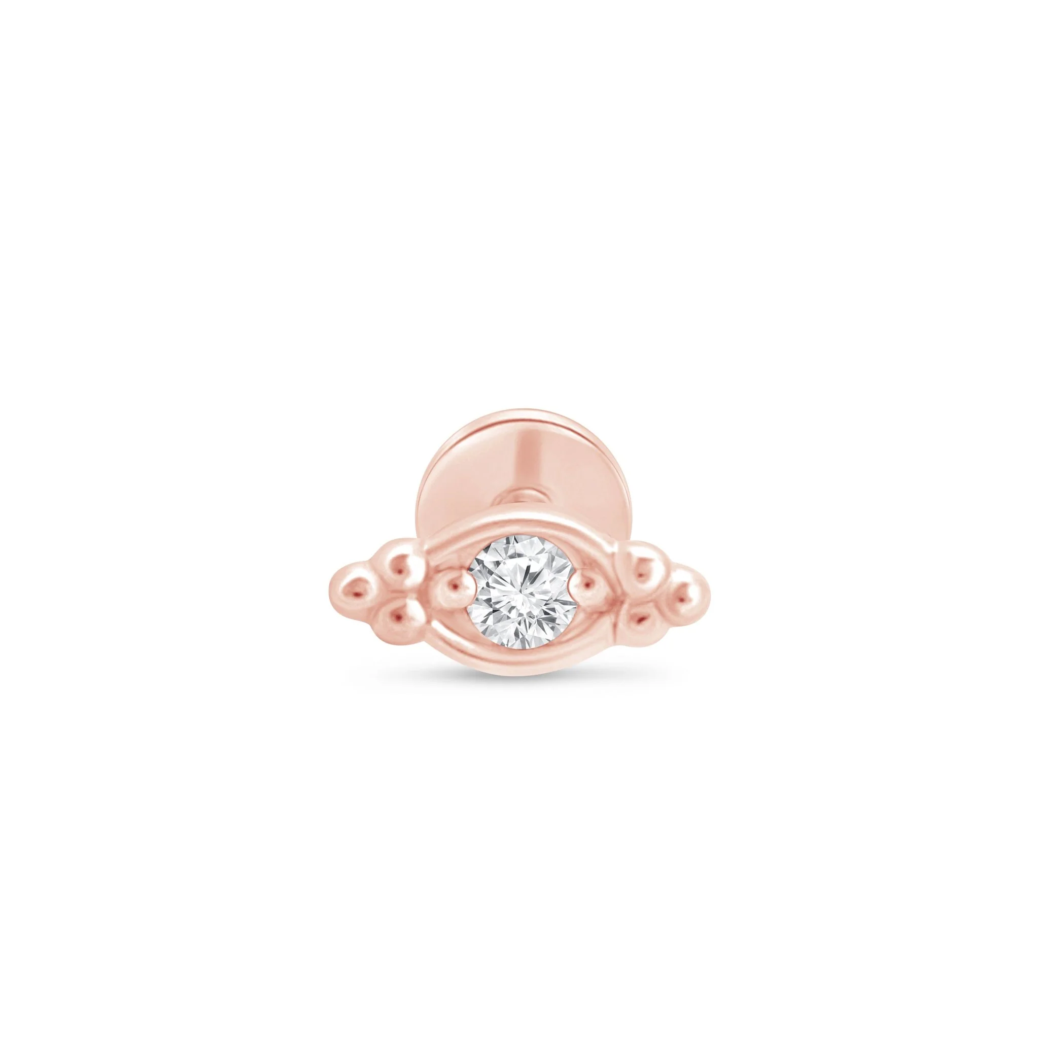 Rose Gold Beaded Marquise Diamond Evil Eye Earring