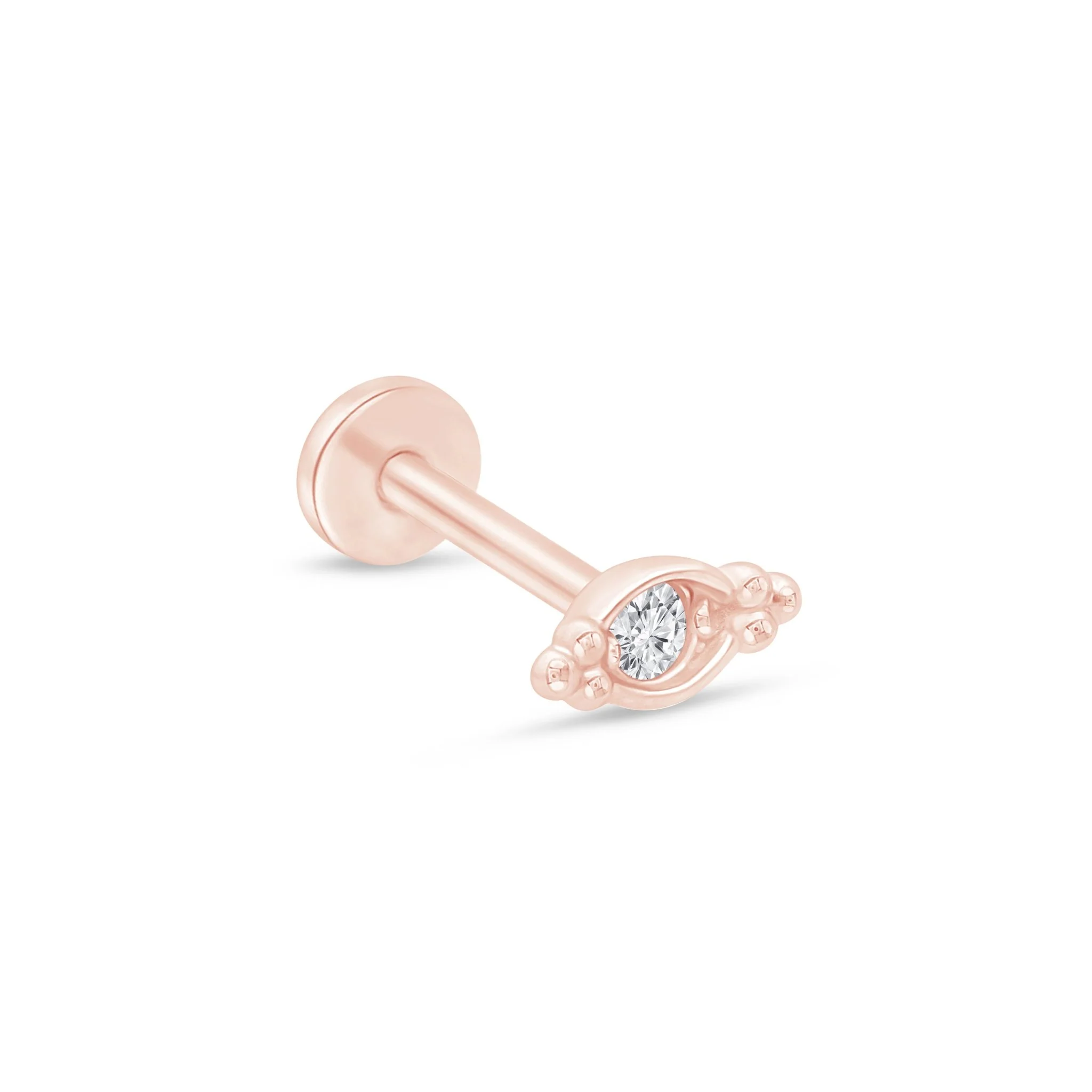Rose Gold Beaded Marquise Diamond Evil Eye Earring - Image 8