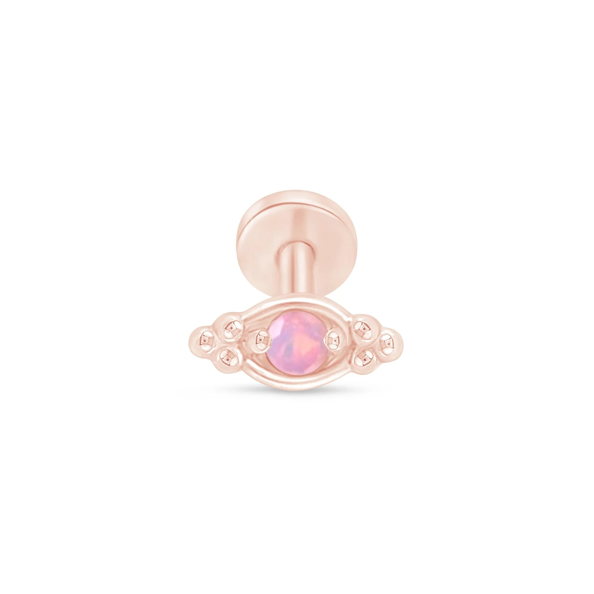 Rose Gold Beaded Marquise Opal Evil Eye Flatback Stud