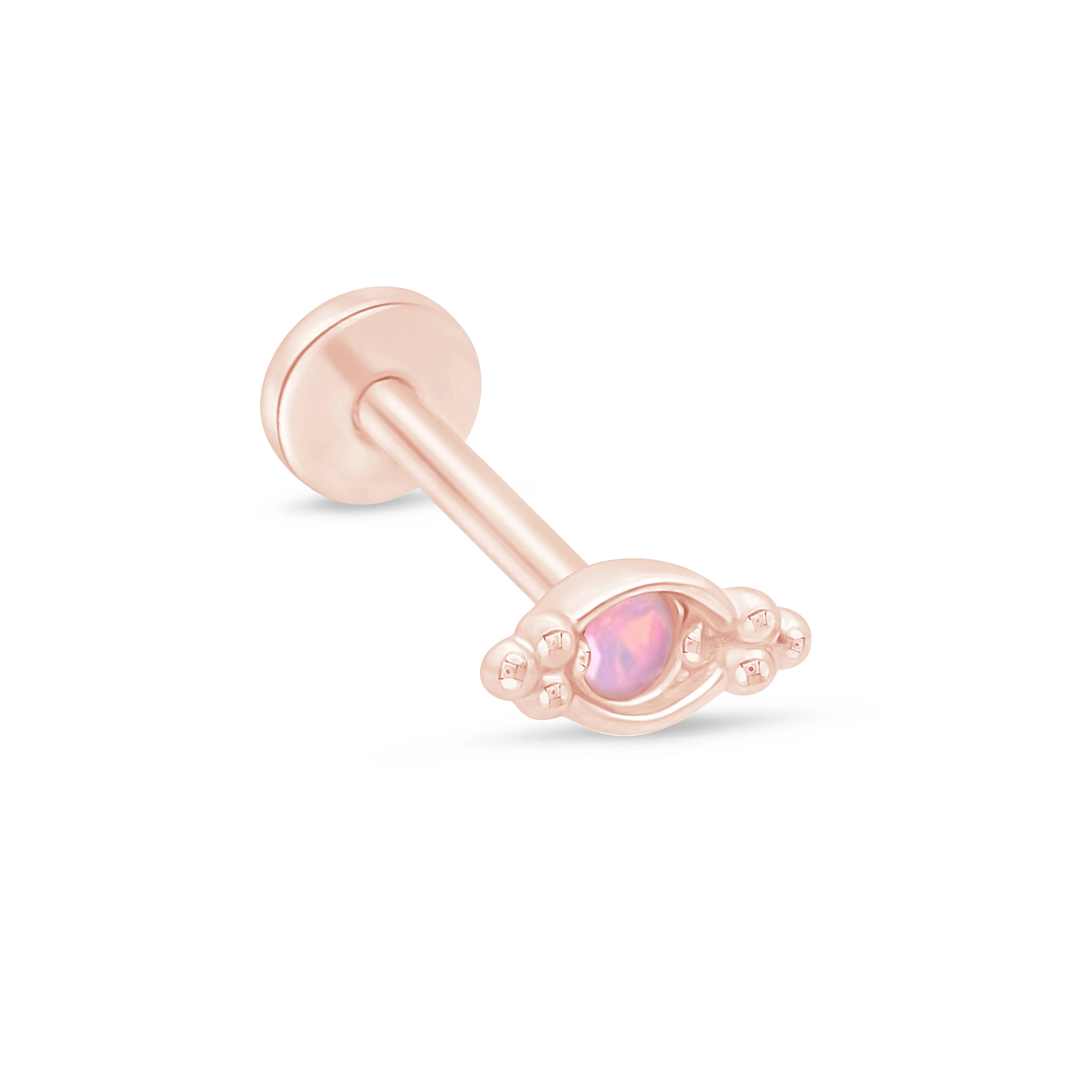 Rose Gold Beaded Marquise Opal Evil Eye Flatback Stud - Image 10