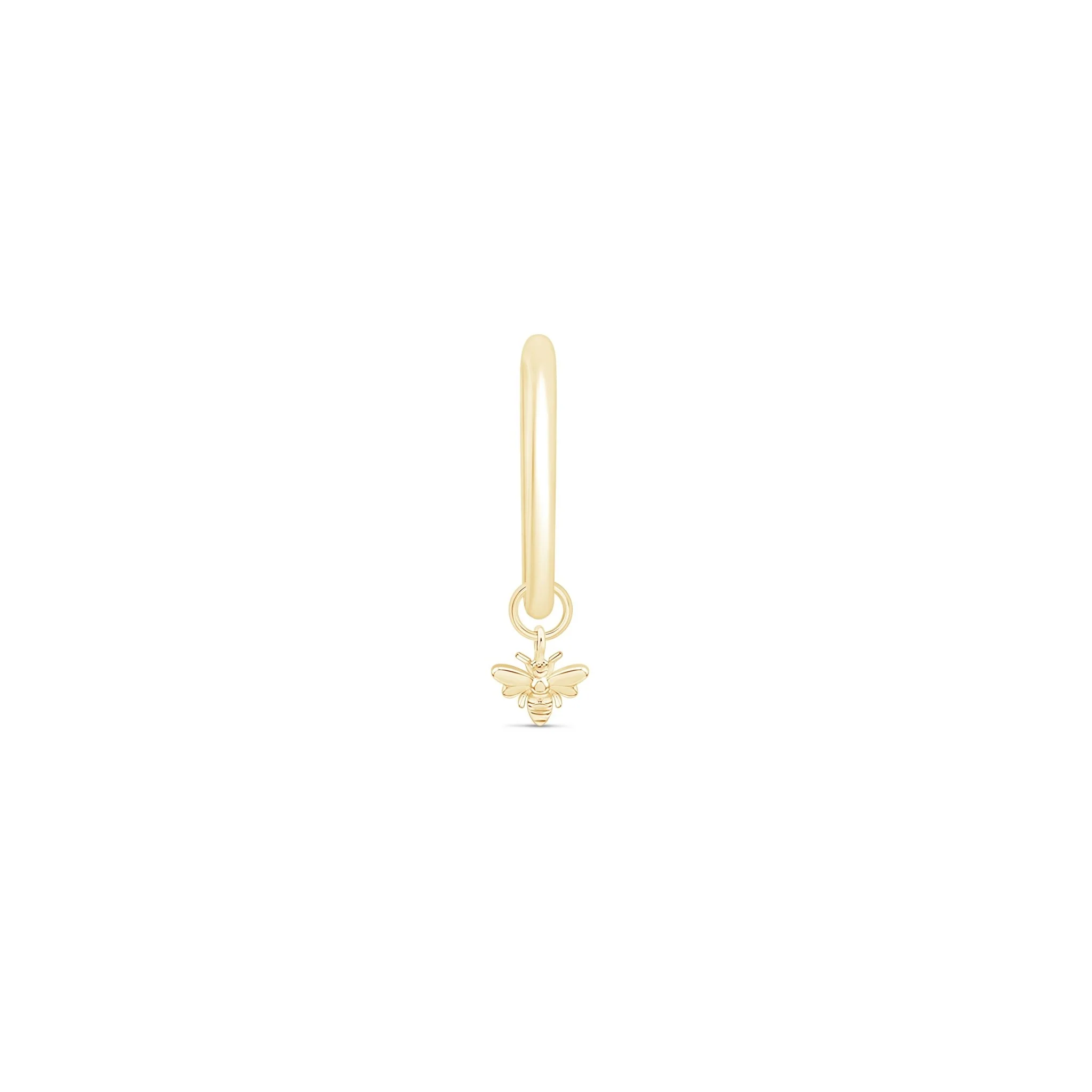 Yellow Gold Bee Charm Cartilage Hoop - Image 6