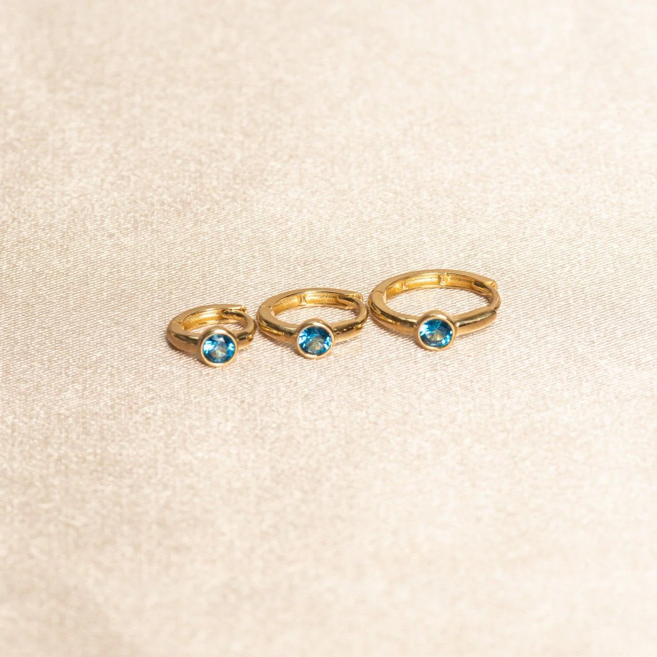 Yellow Gold Blue Topaz Bezel Stud - Image 14