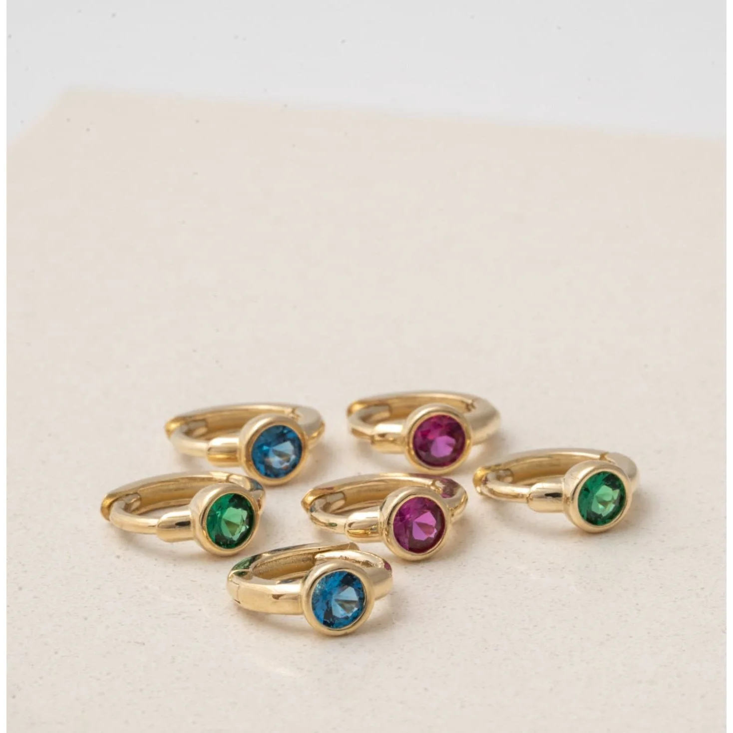 Yellow Gold Blue Topaz Bezel Stud - Image 15
