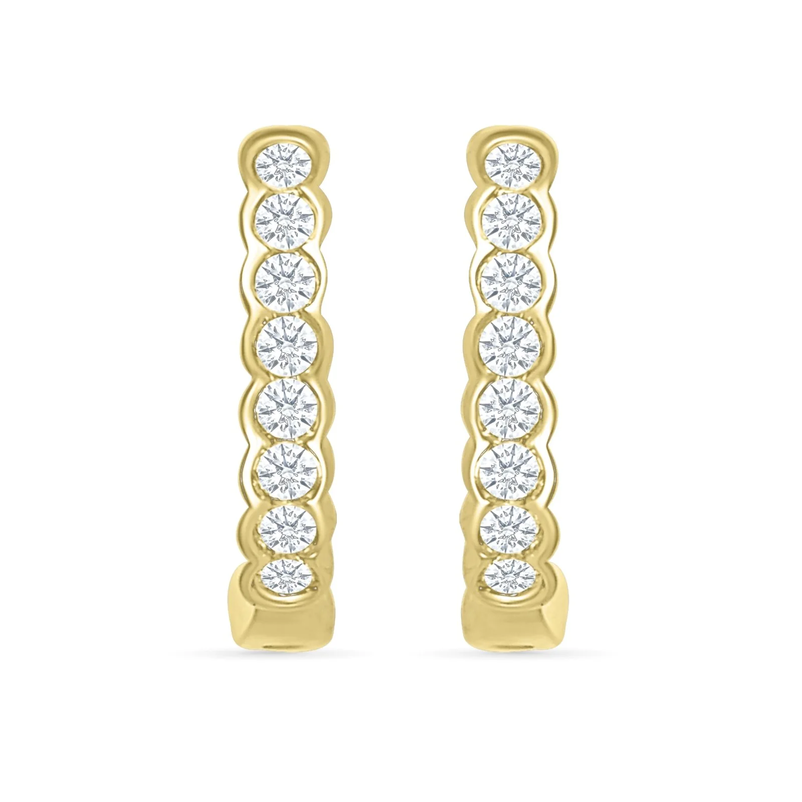 Yellow Gold Bezel Set Diamond Hoop - Image 5
