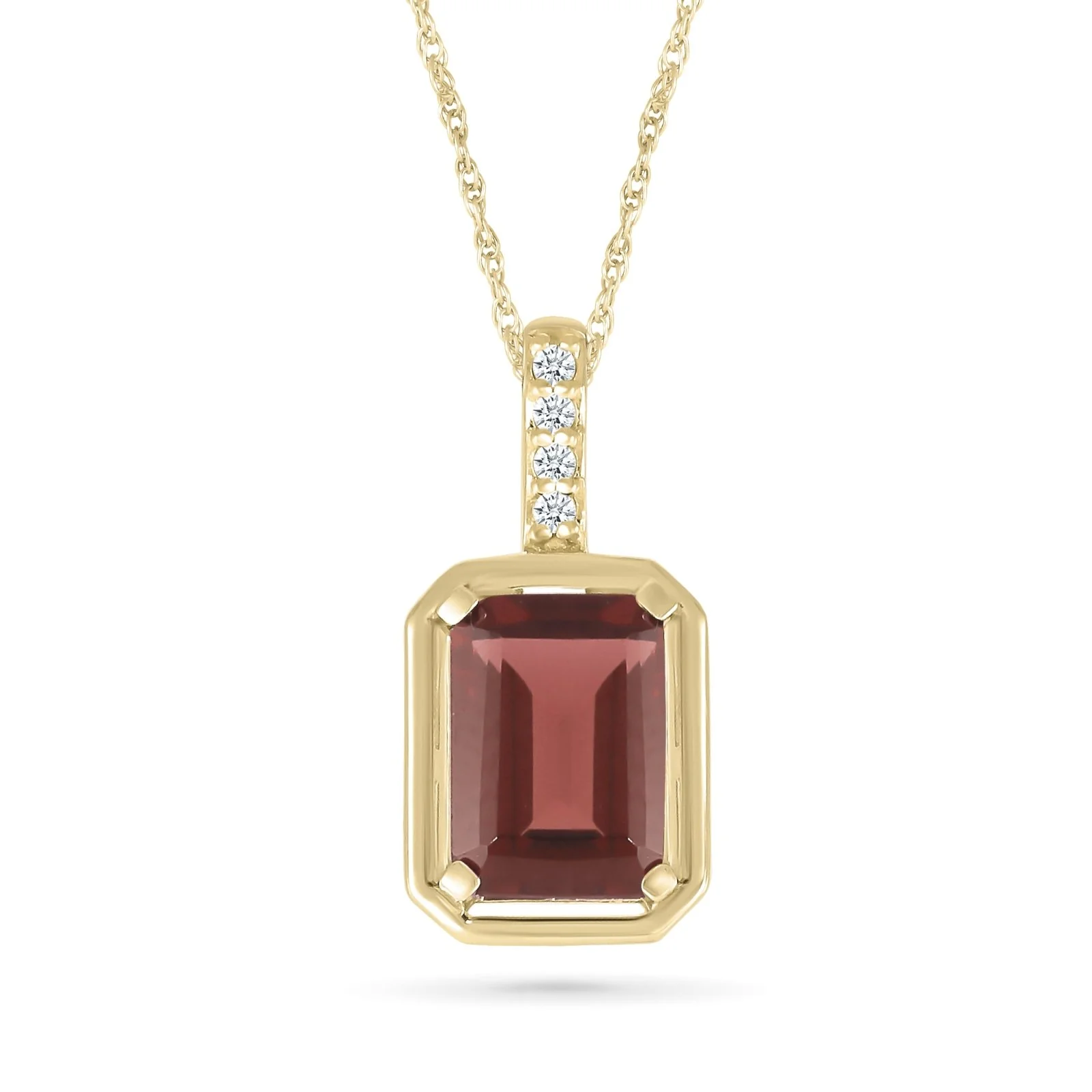 Yellow Gold Emerald Cut Garnet Sapphire Necklace