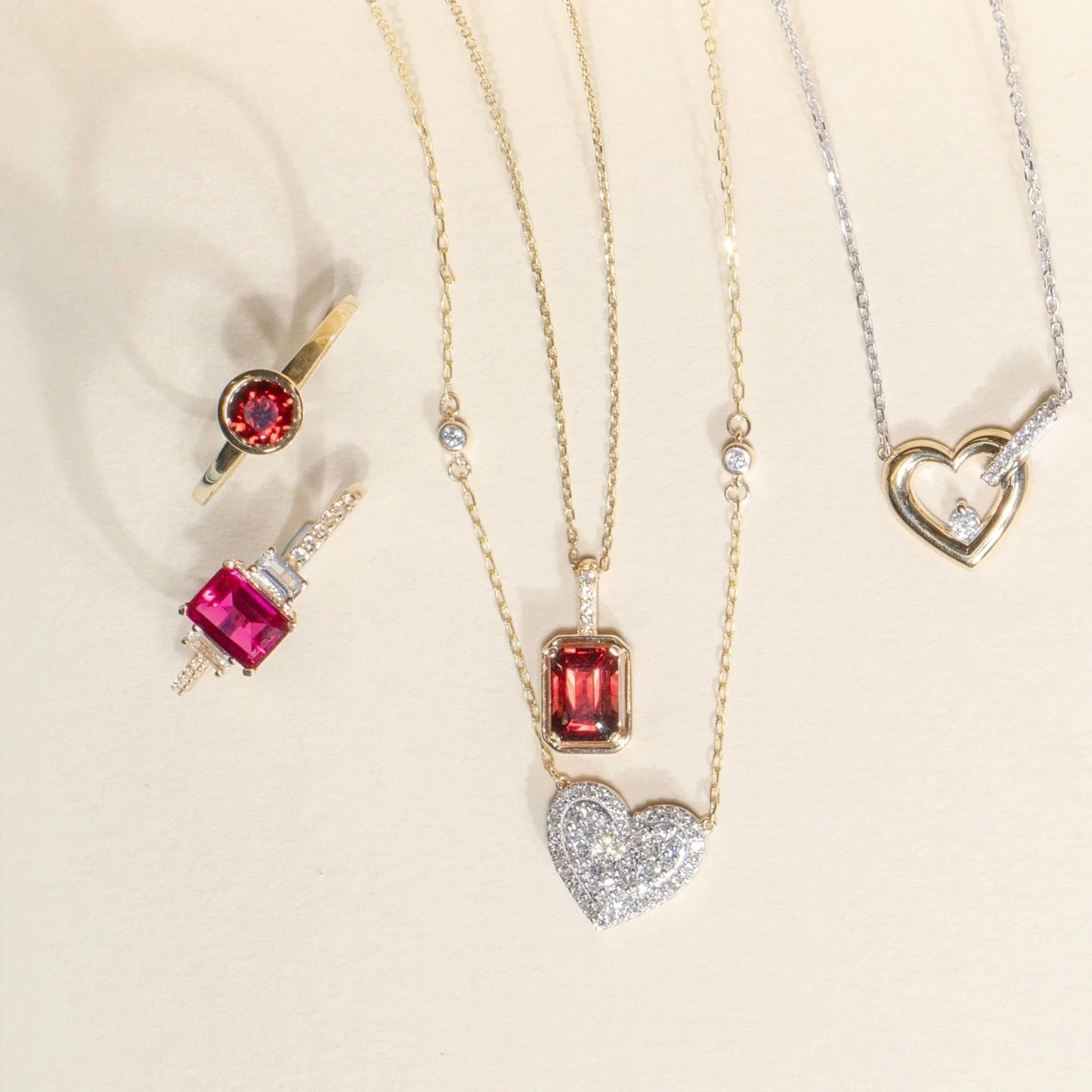 Yellow Gold Emerald Cut Garnet Sapphire Necklace - Image 2