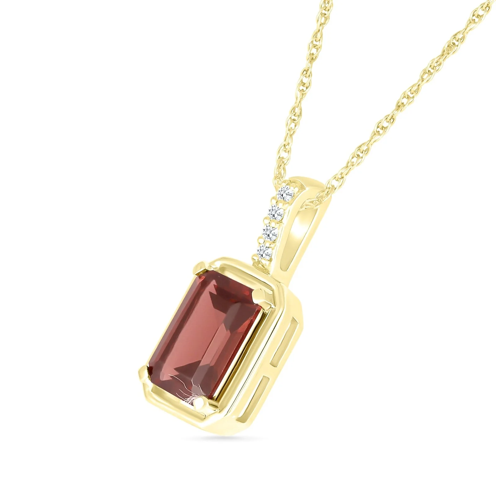 Yellow Gold Emerald Cut Garnet Sapphire Necklace - Image 6