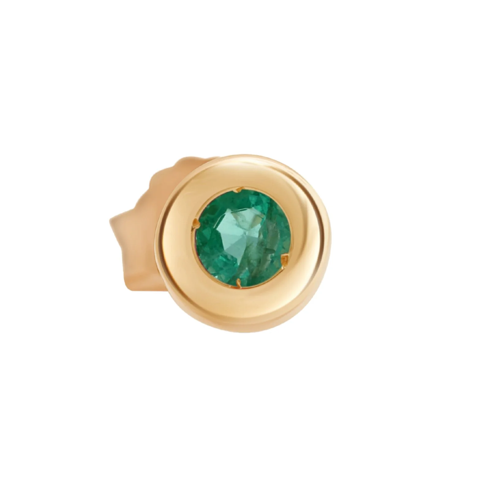 Yellow Gold Bezel Set Emerald Threaded Stud