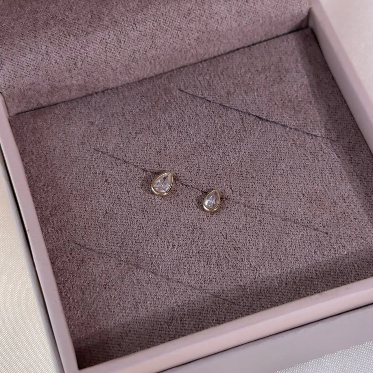 Yellow Gold Pear Gemstone Bezel Flat Back Earring - Image 8