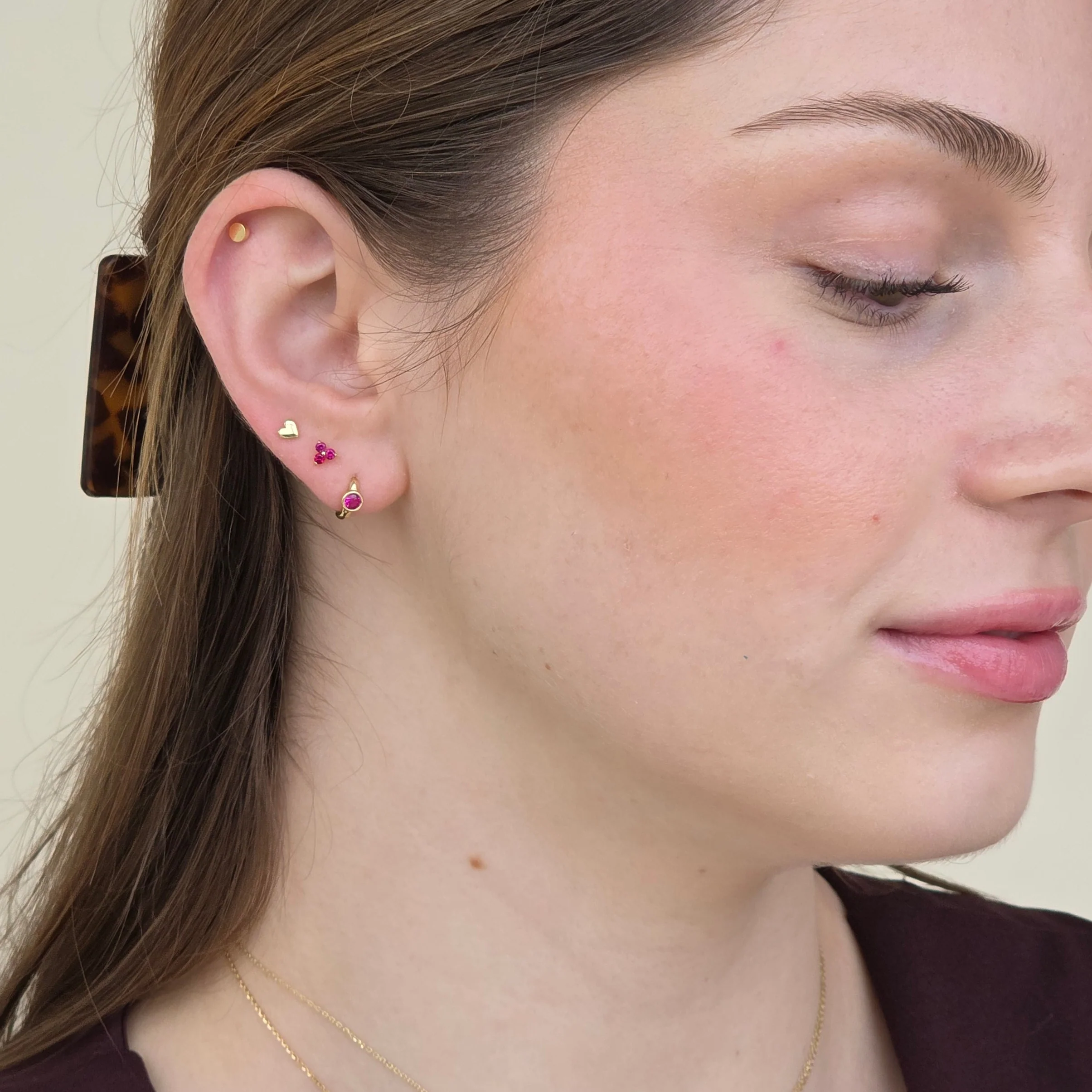 Yellow Gold Disc Flat Back Threaded Stud Earring - Image 8