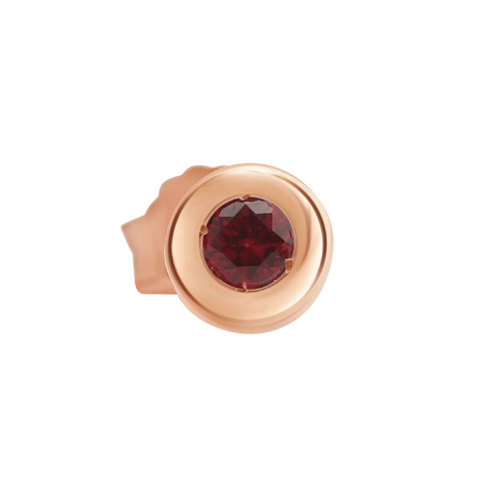 Rose Gold Ruby Bezel Threaded Stud