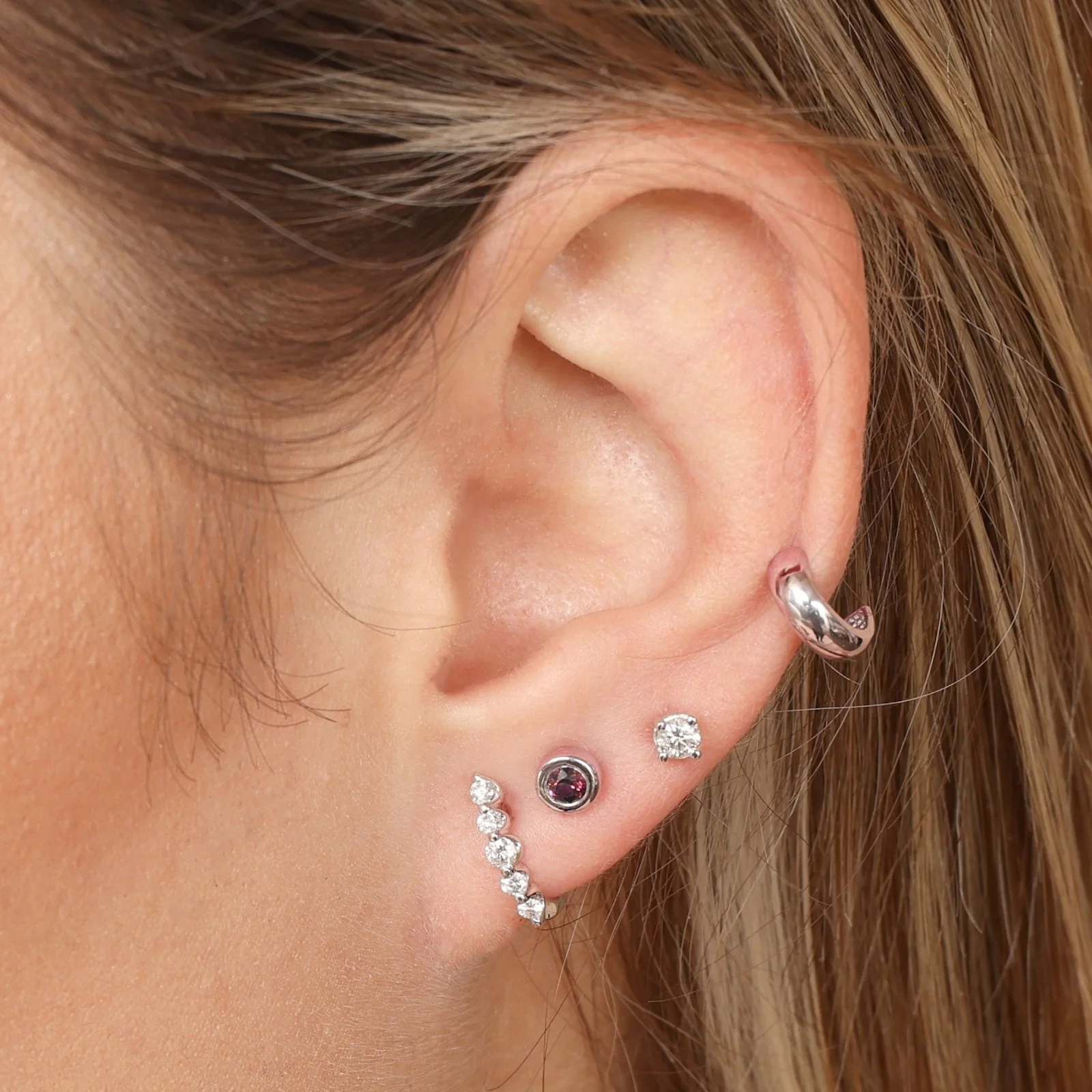 Rose Gold Ruby Bezel Threaded Stud - Image 2