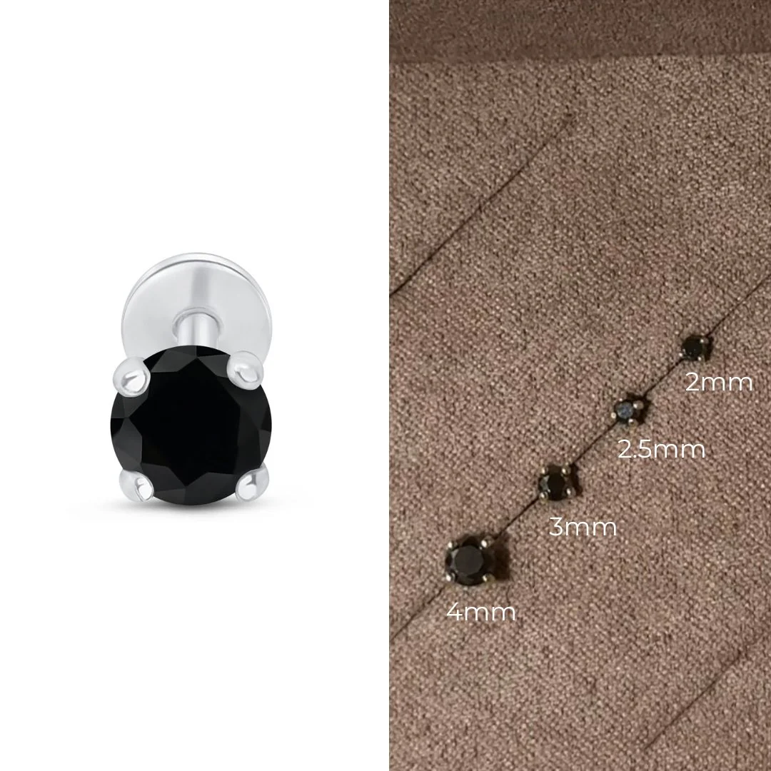 White Gold Black Diamond Flat Back Earring - Image 9