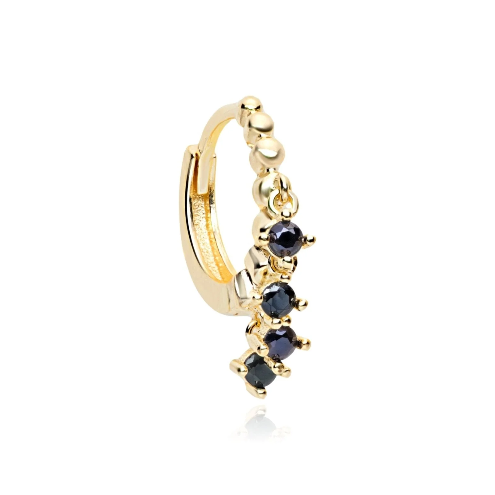 Yellow Gold Black Onyx Hoops