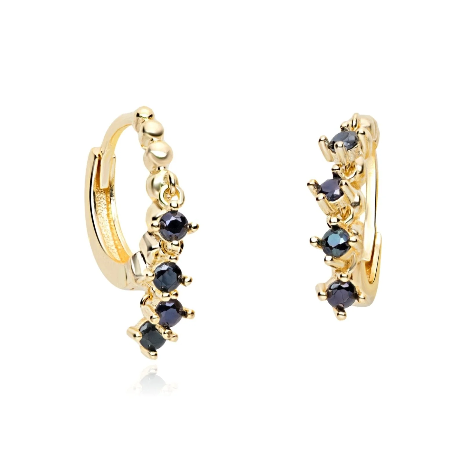 Yellow Gold Black Onyx Hoops - Image 3