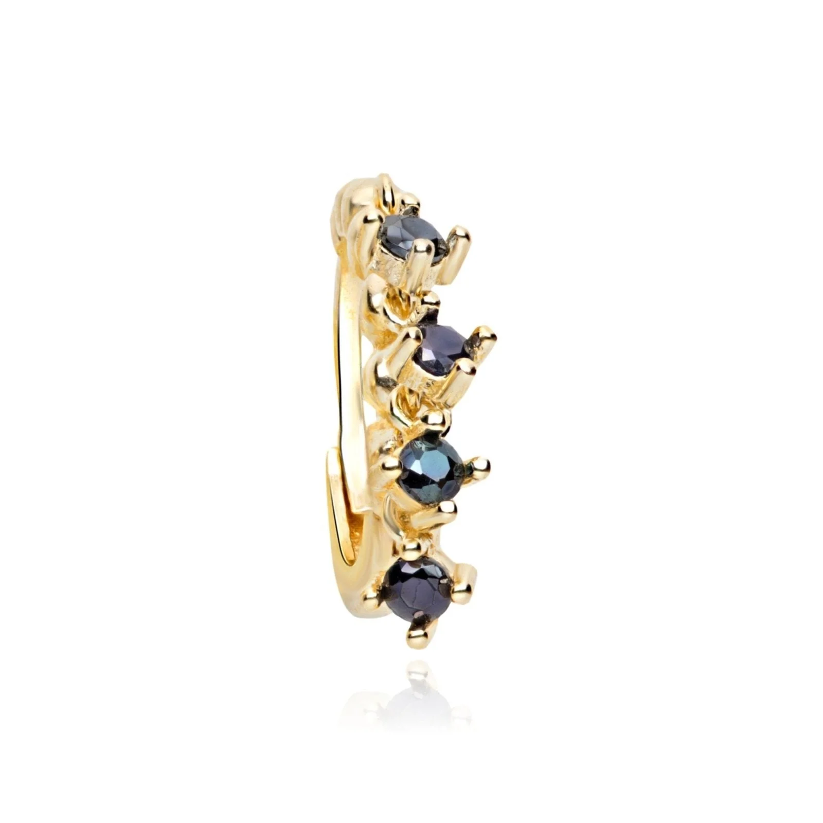 Yellow Gold Black Onyx Hoops - Image 5