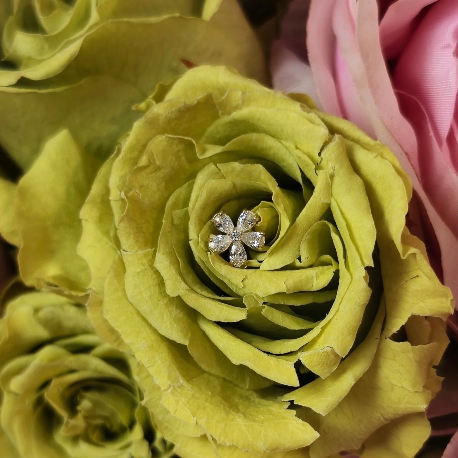 Yellow Gold Blooming Flower Flat Back Earring - Image 6