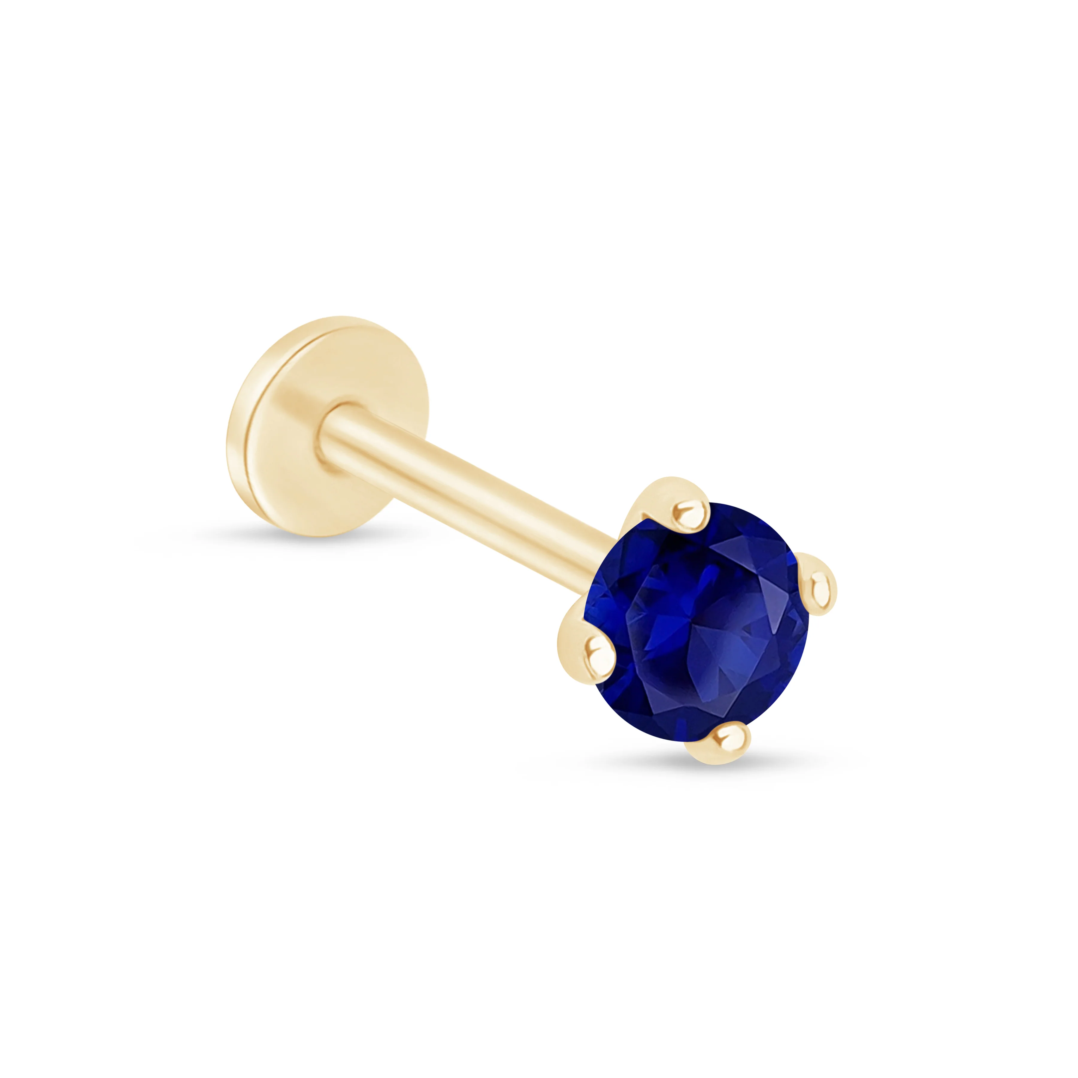 Yellow Gold Blue Sapphire Flat Back Earring