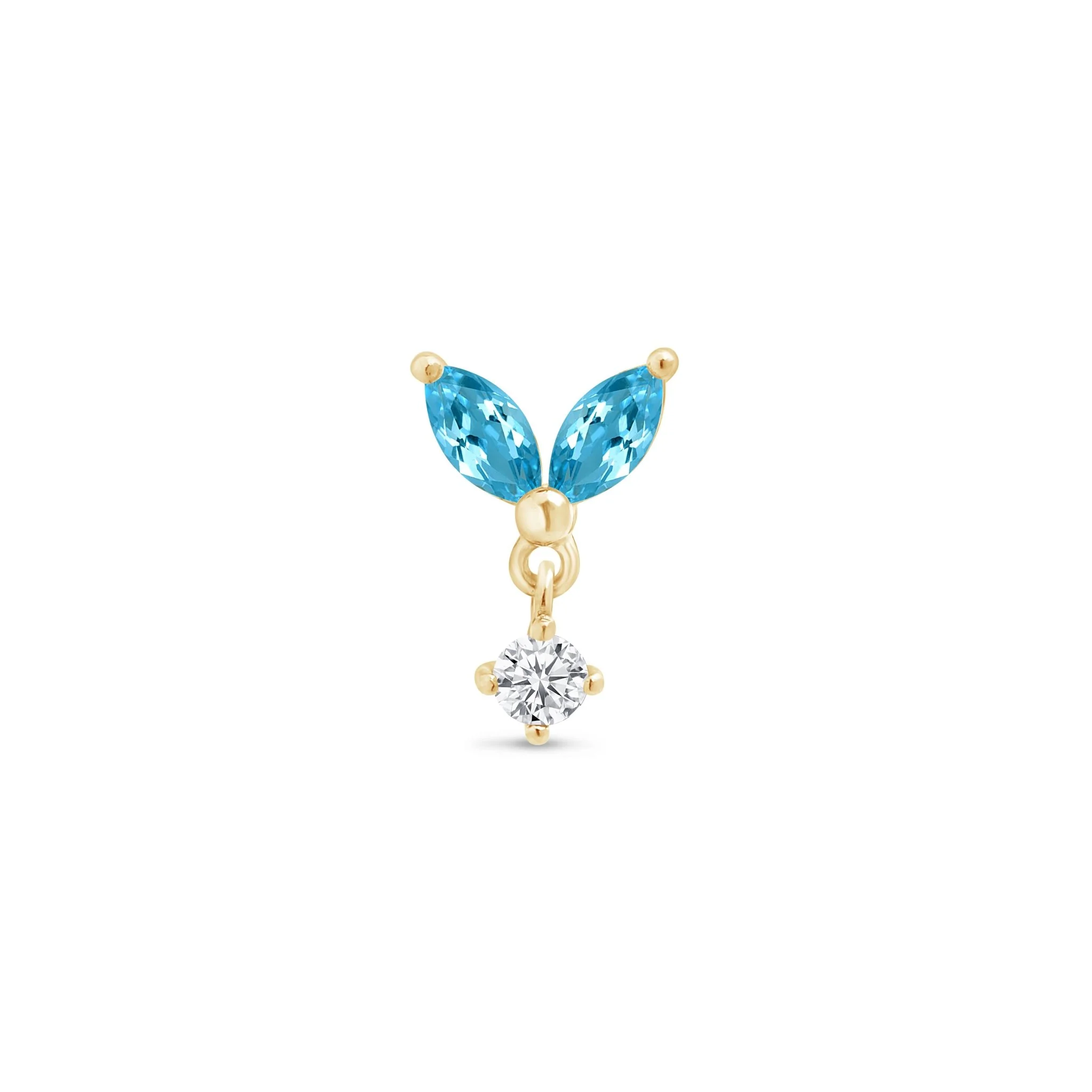Yellow Gold Topaz Double Marquise Drop Earring