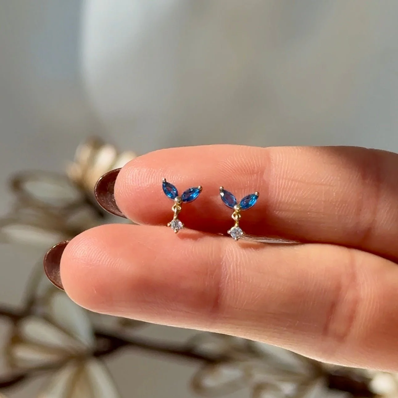 Yellow Gold Topaz Double Marquise Drop Earring - Image 2