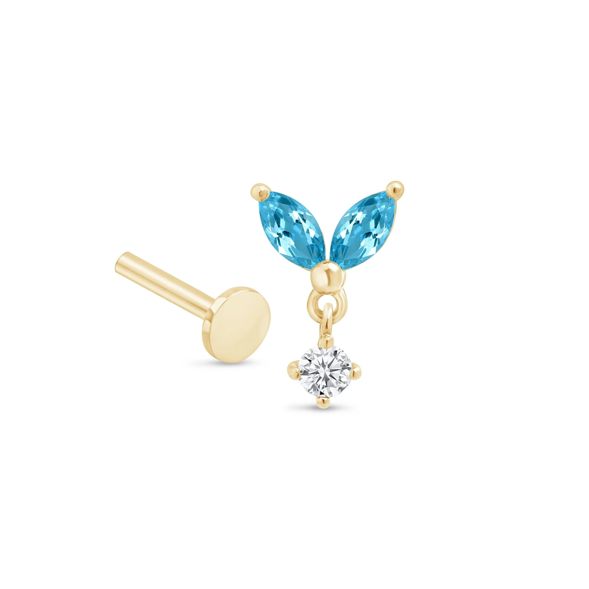 Yellow Gold Topaz Double Marquise Drop Earring - Image 6