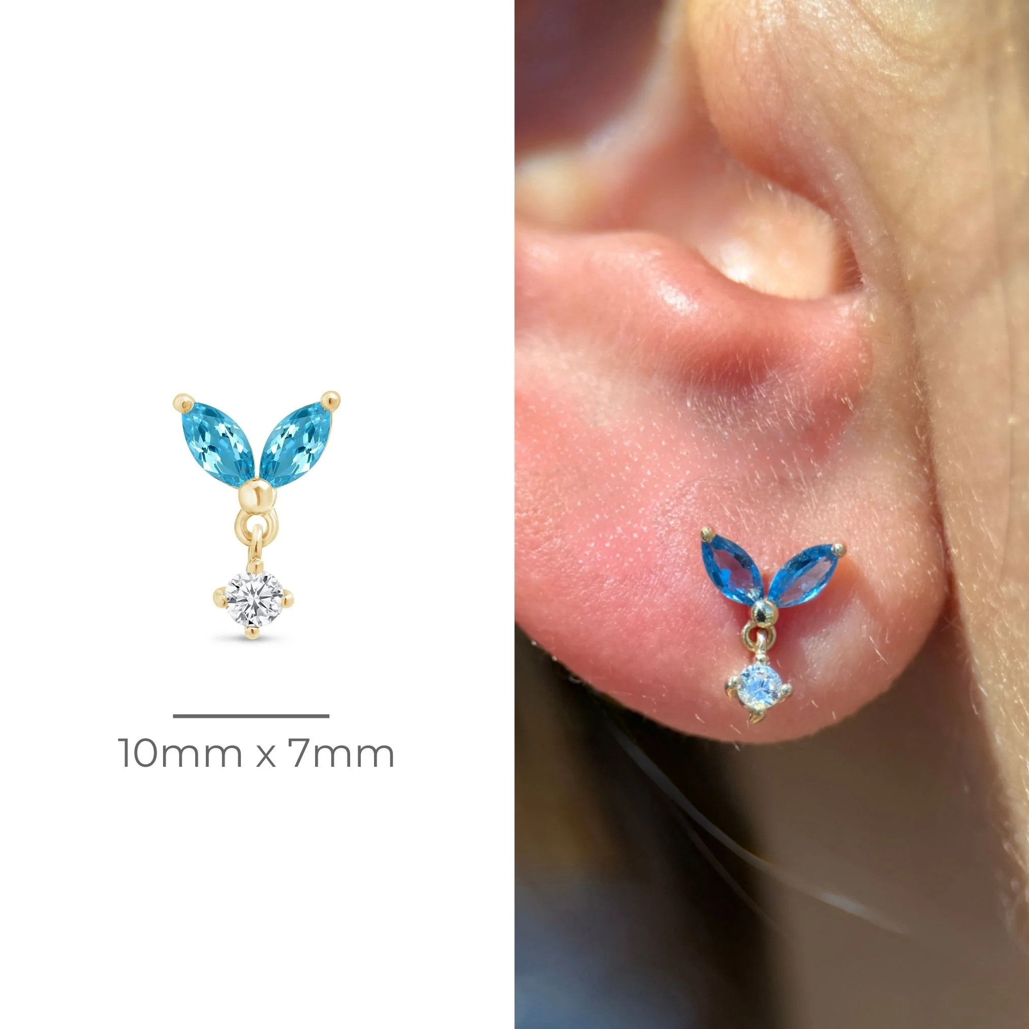 Yellow Gold Topaz Double Marquise Drop Earring - Image 7