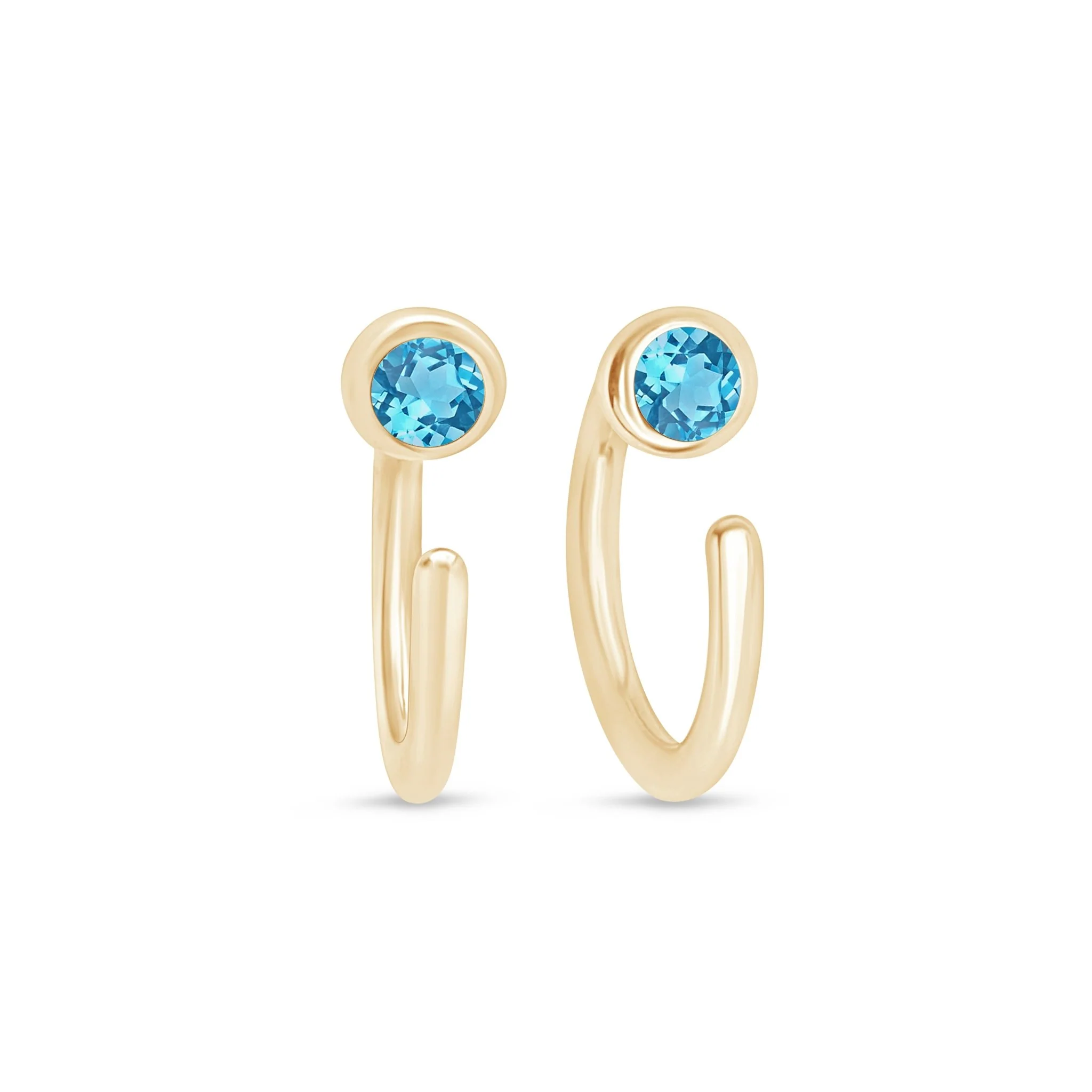 Yellow Gold Blue Topaz Cuff - Image 8