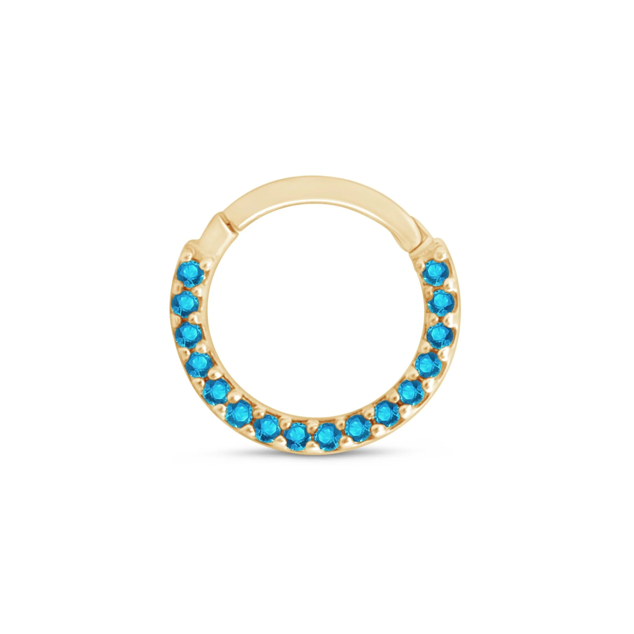 Yellow Gold Blue Topaz Eternity Clicker Hoop