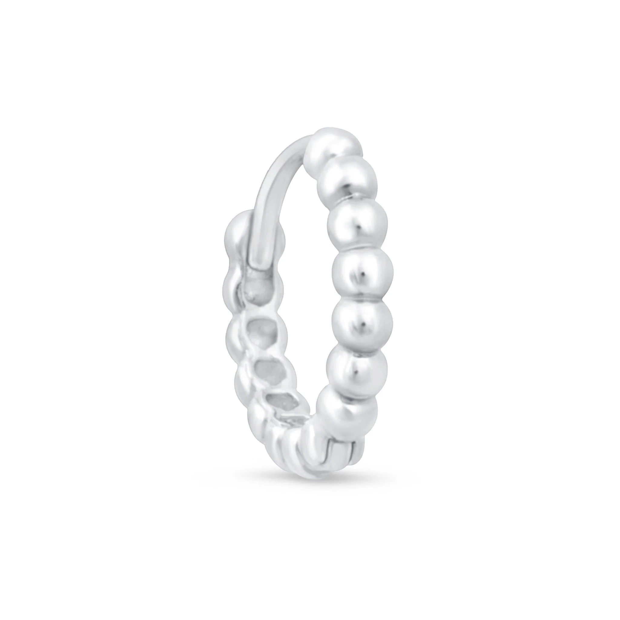 White Gold Bubble Beaded Hoop