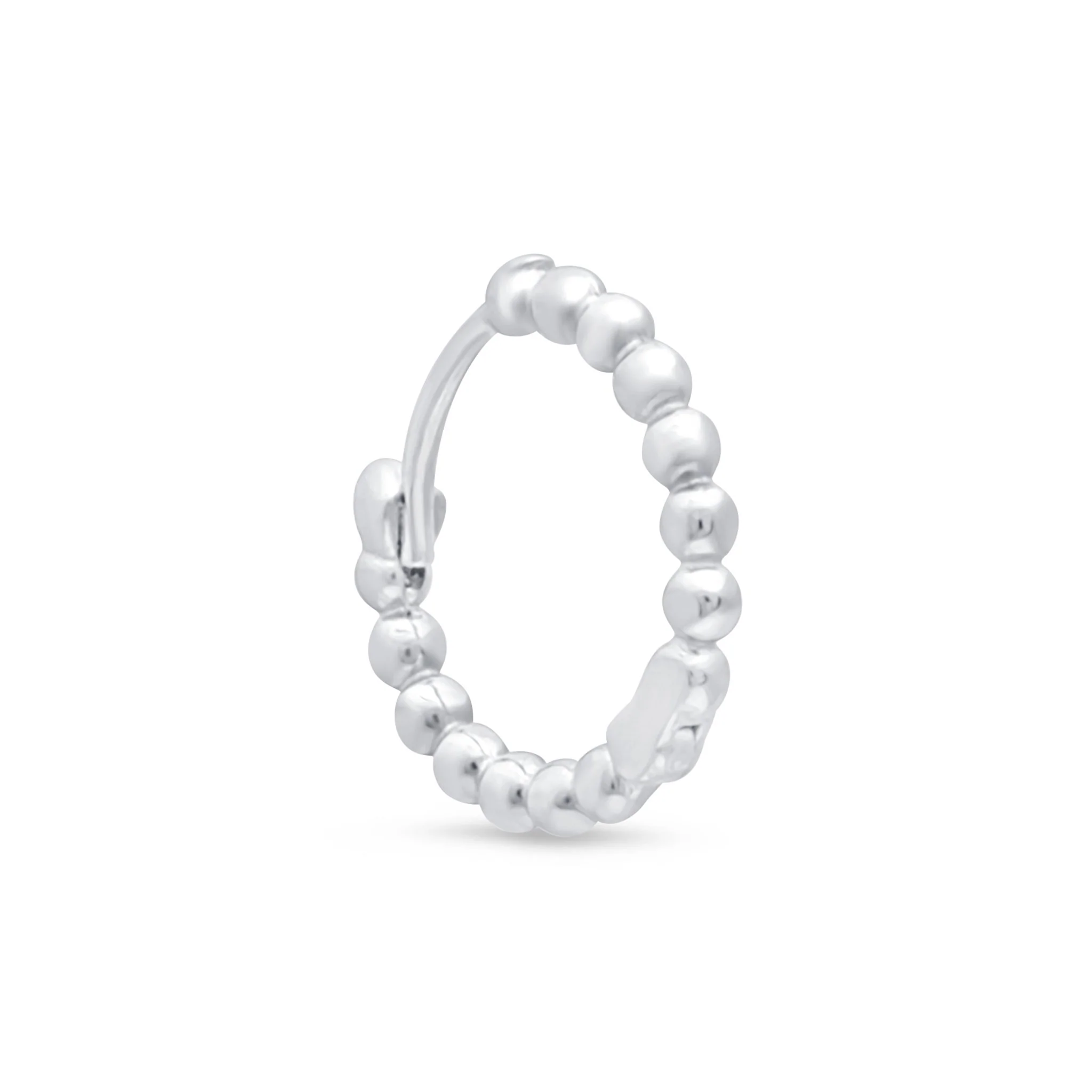White Gold Bubble Beaded Hoop - Image 10