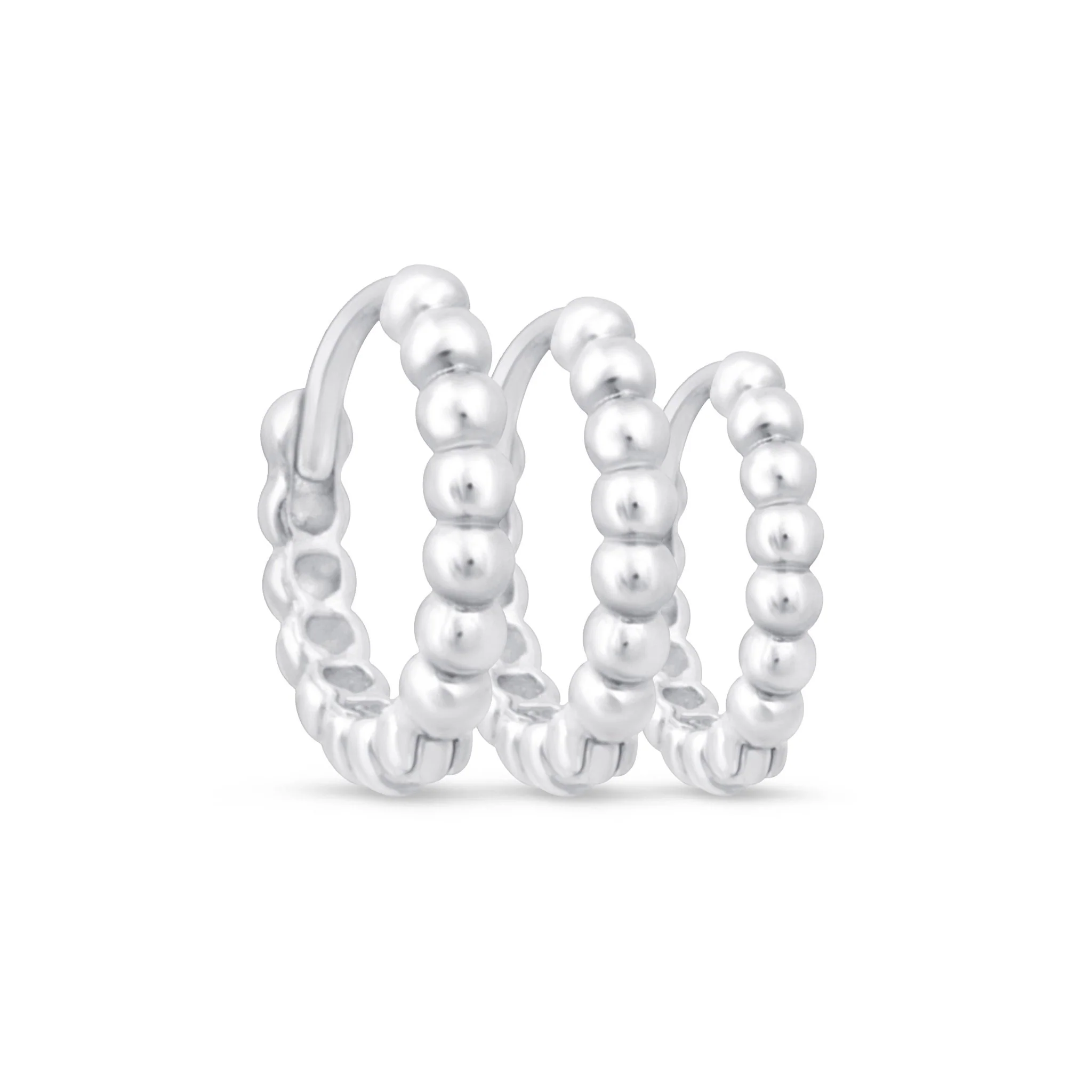 White Gold Bubble Beaded Hoop - Image 11