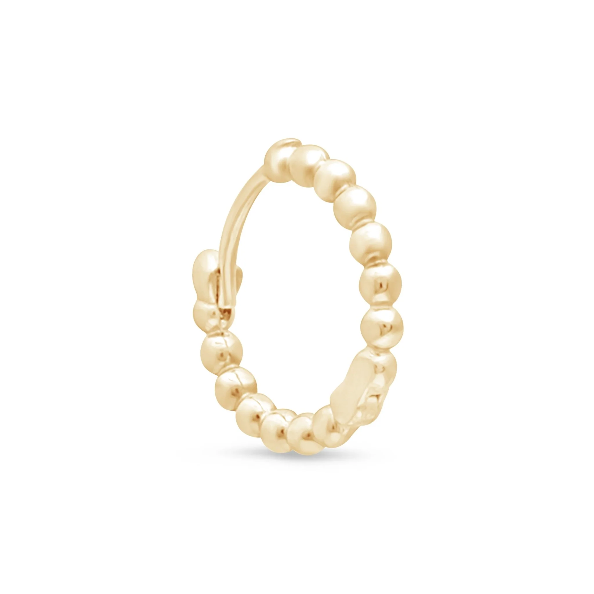 Yellow Gold Bubble Beaded Hoop