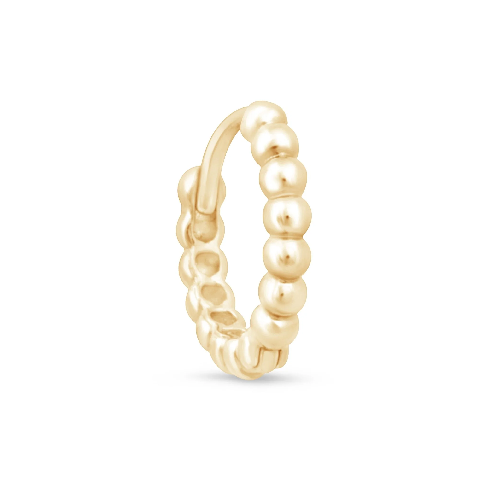 Yellow Gold Bubble Beaded Hoop - Image 16