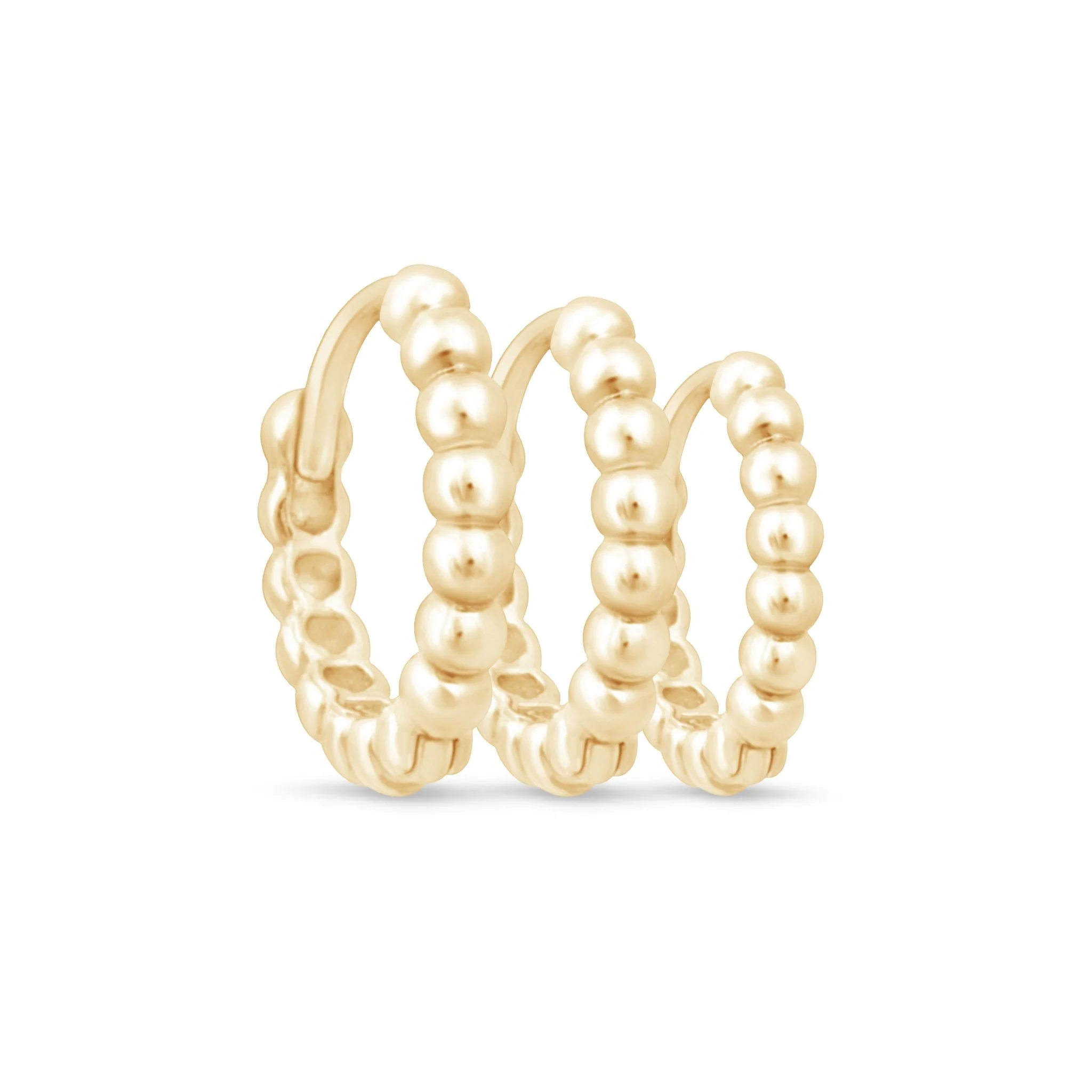 Yellow Gold Bubble Beaded Hoop - Image 5